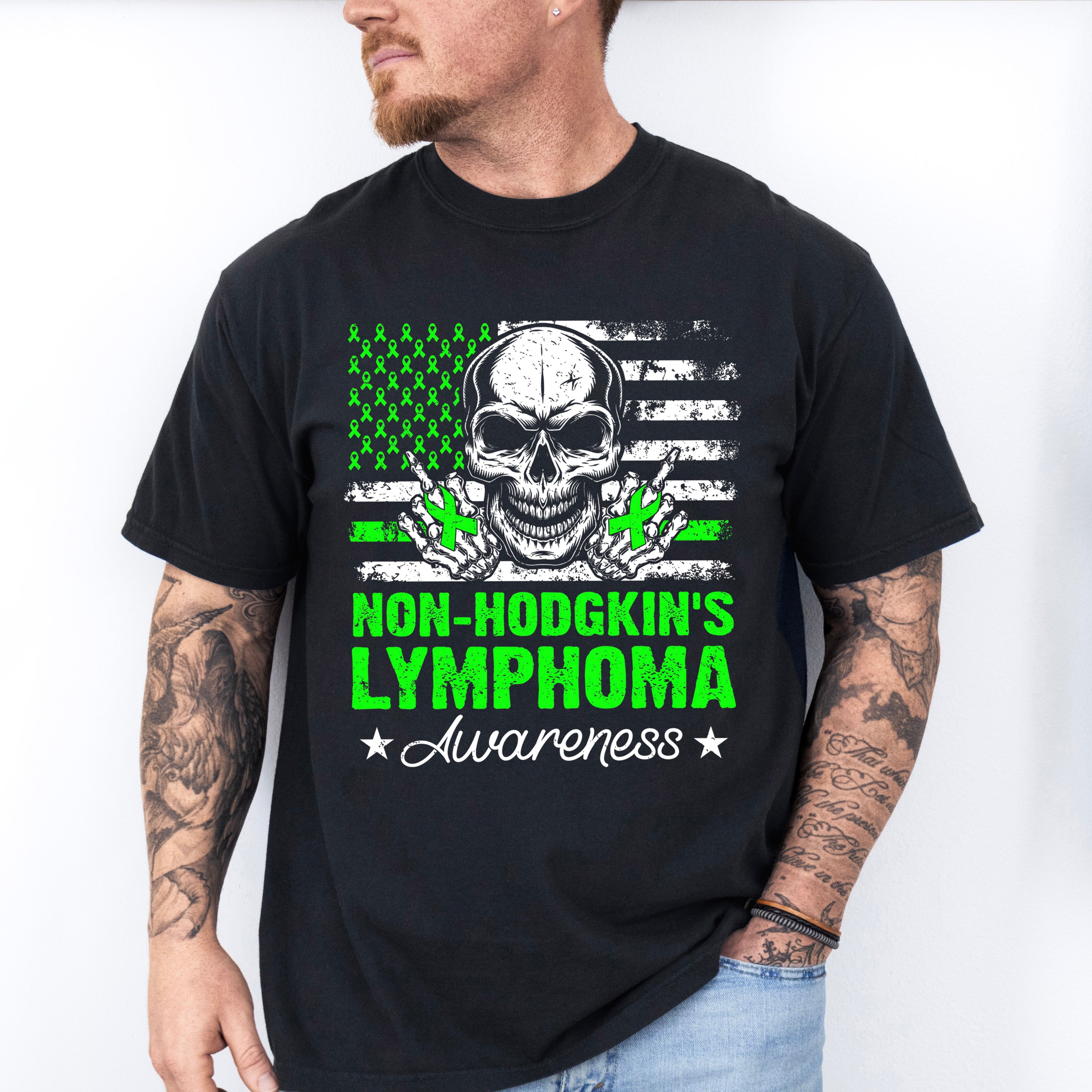 Lymphoma Awareness Skull Design - Lymphoma Unisex Crewneck T-Shirt Sweatshirt Hoodie