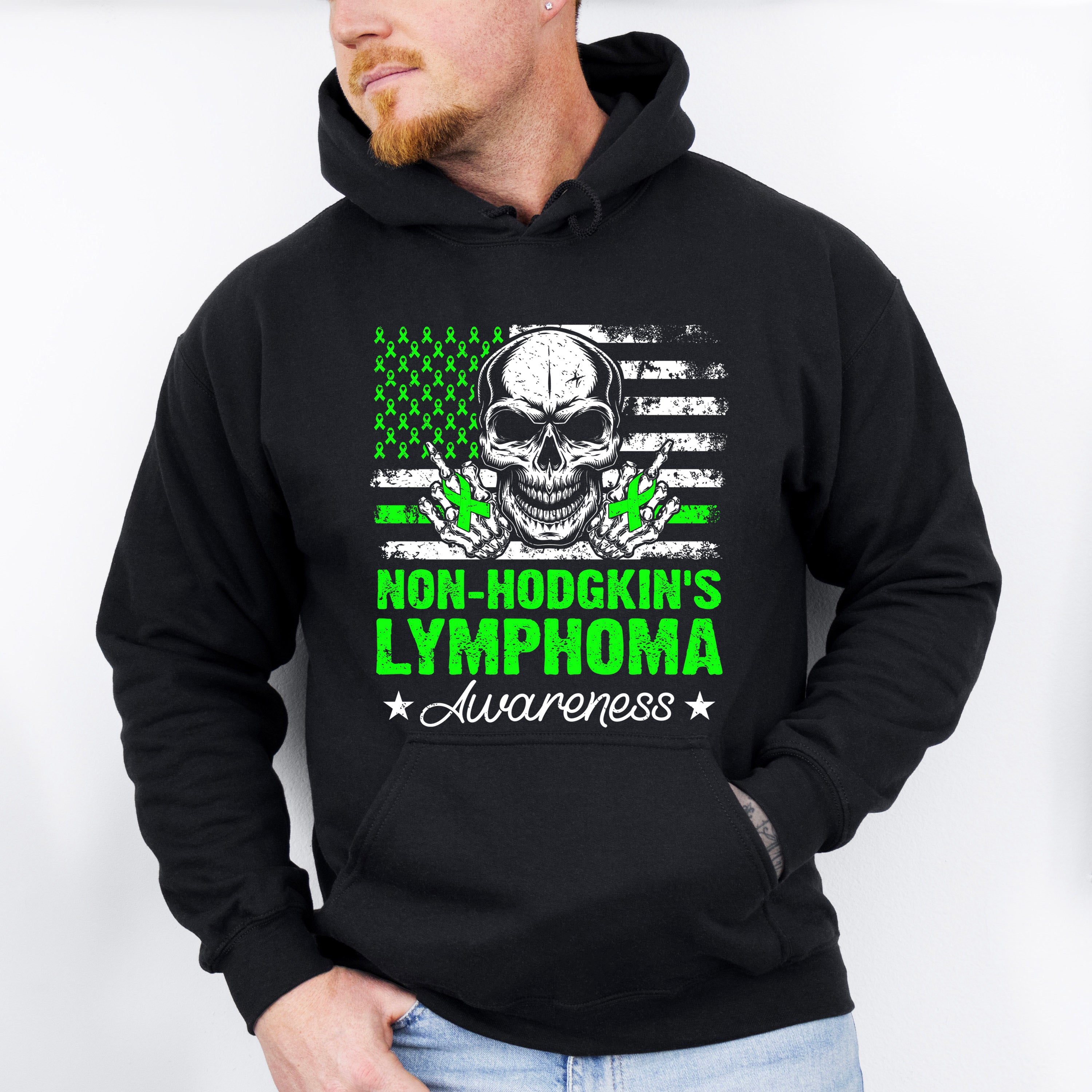 Lymphoma Awareness Skull Design - Lymphoma Unisex Crewneck T-Shirt Sweatshirt Hoodie