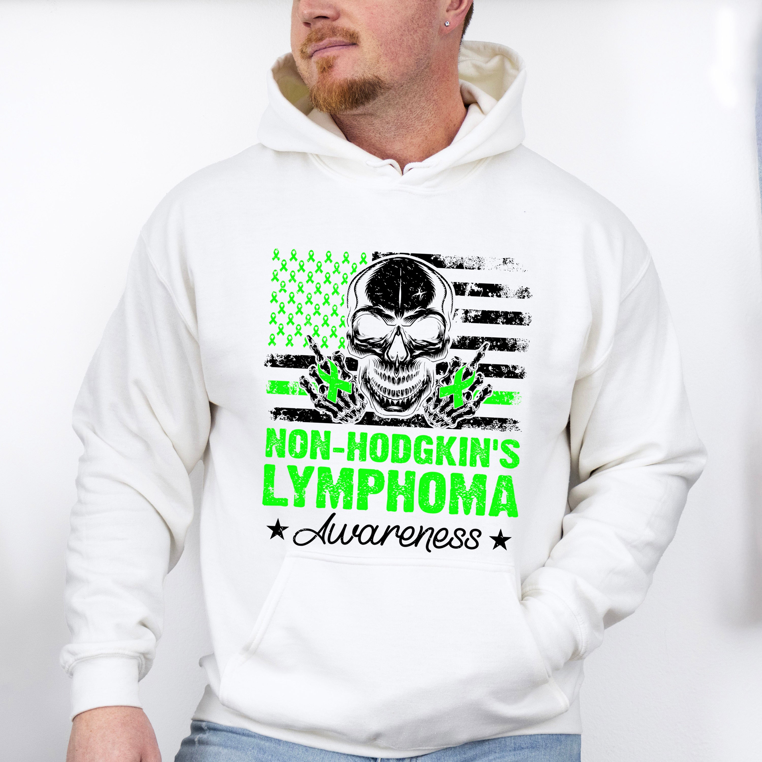 Lymphoma Awareness Skull Design - Lymphoma Unisex Crewneck T-Shirt Sweatshirt Hoodie