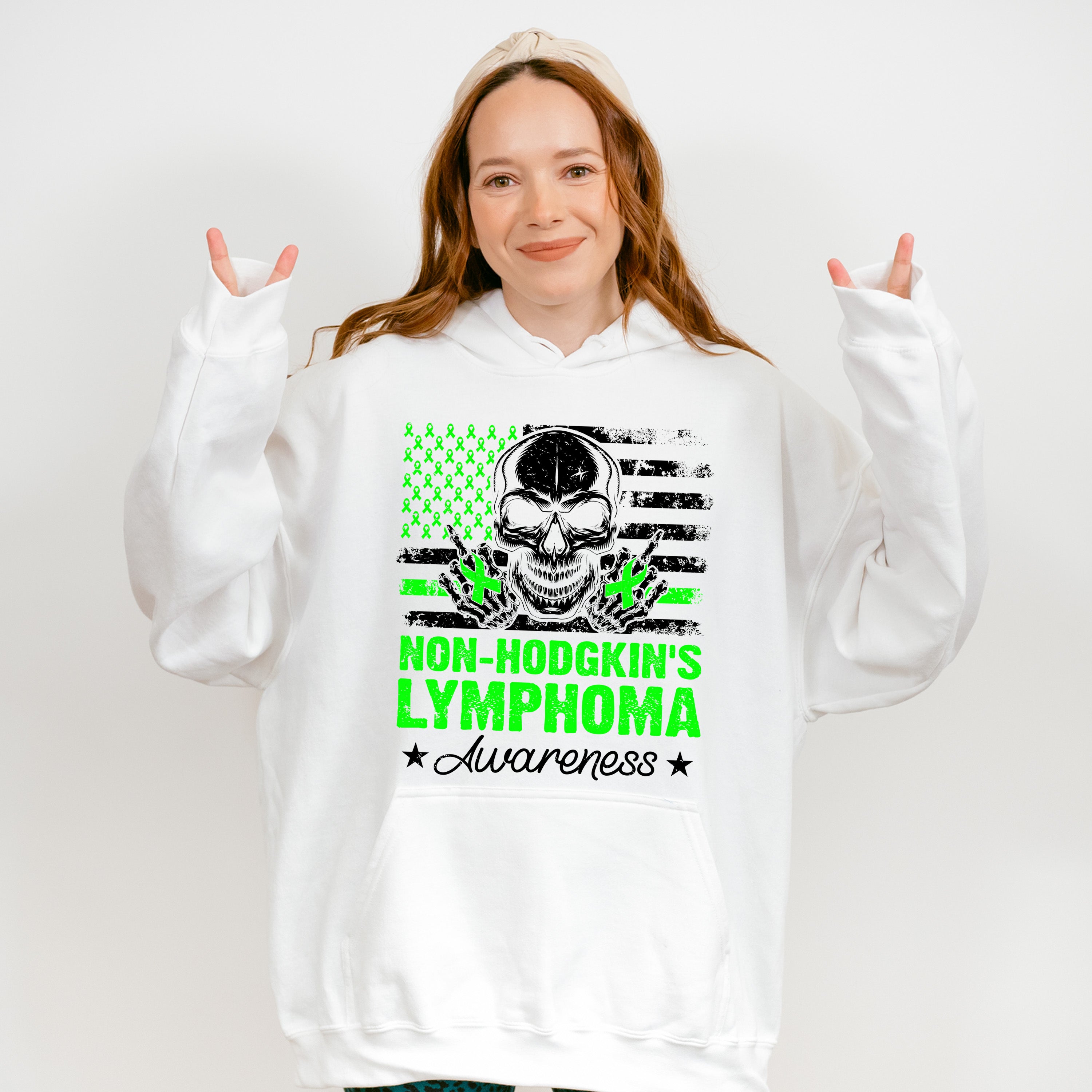 Lymphoma Awareness Skull Design - Lymphoma Unisex Crewneck T-Shirt Sweatshirt Hoodie