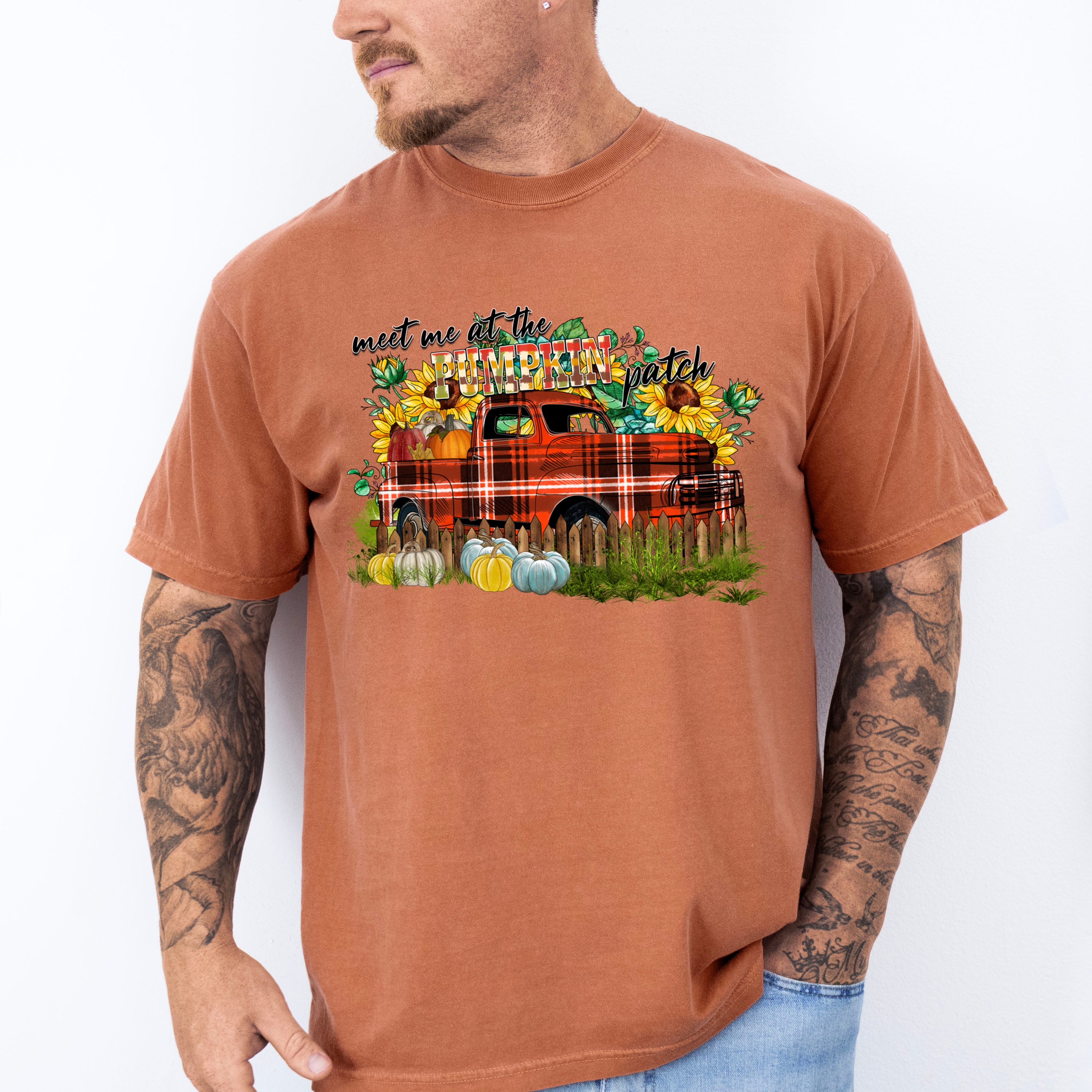 Meet Me At The Pumpkin Patch Design - Farmer Unisex Crewneck T-Shirt Sweatshirt Hoodie