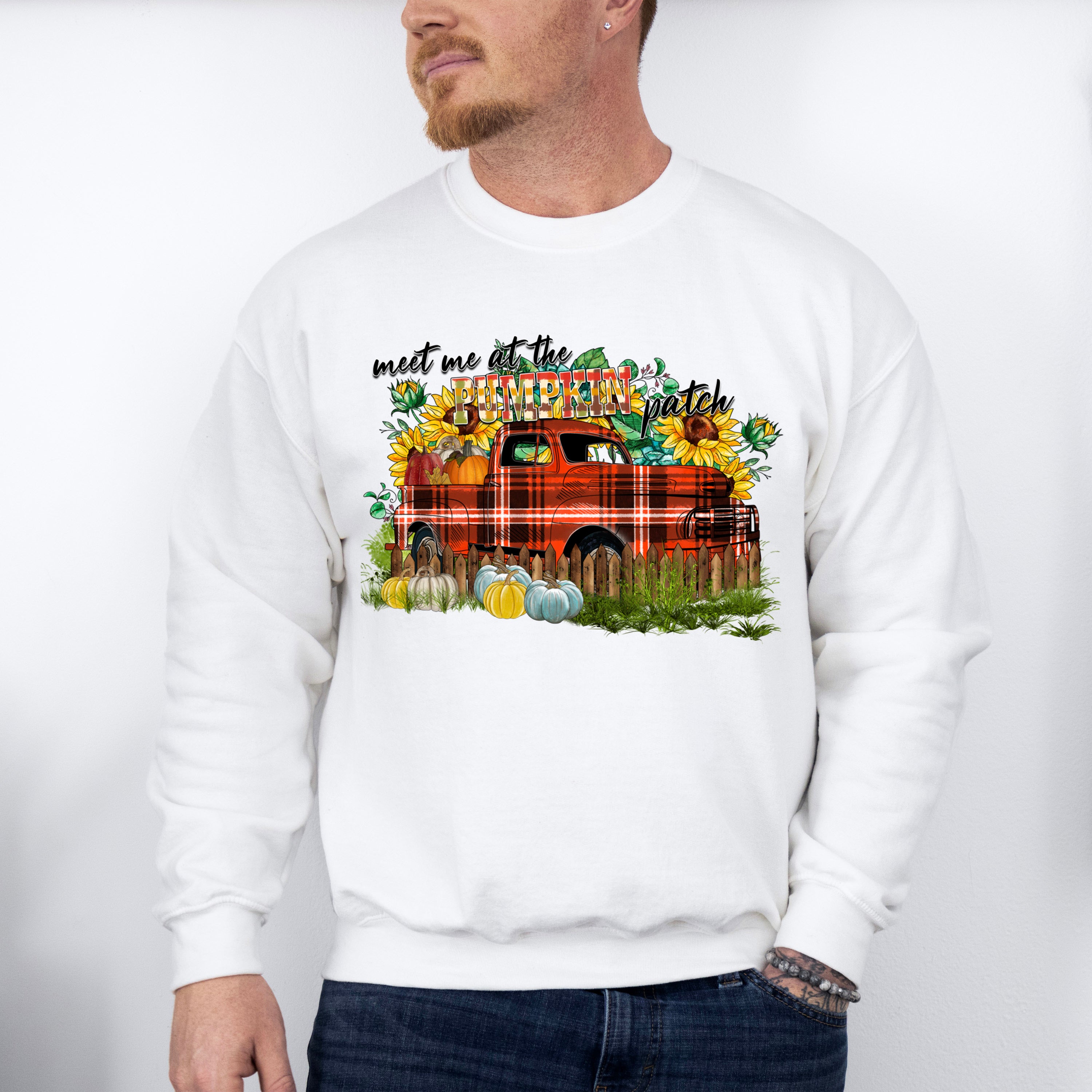 Meet Me At The Pumpkin Patch Design - Farmer Unisex Crewneck T-Shirt Sweatshirt Hoodie