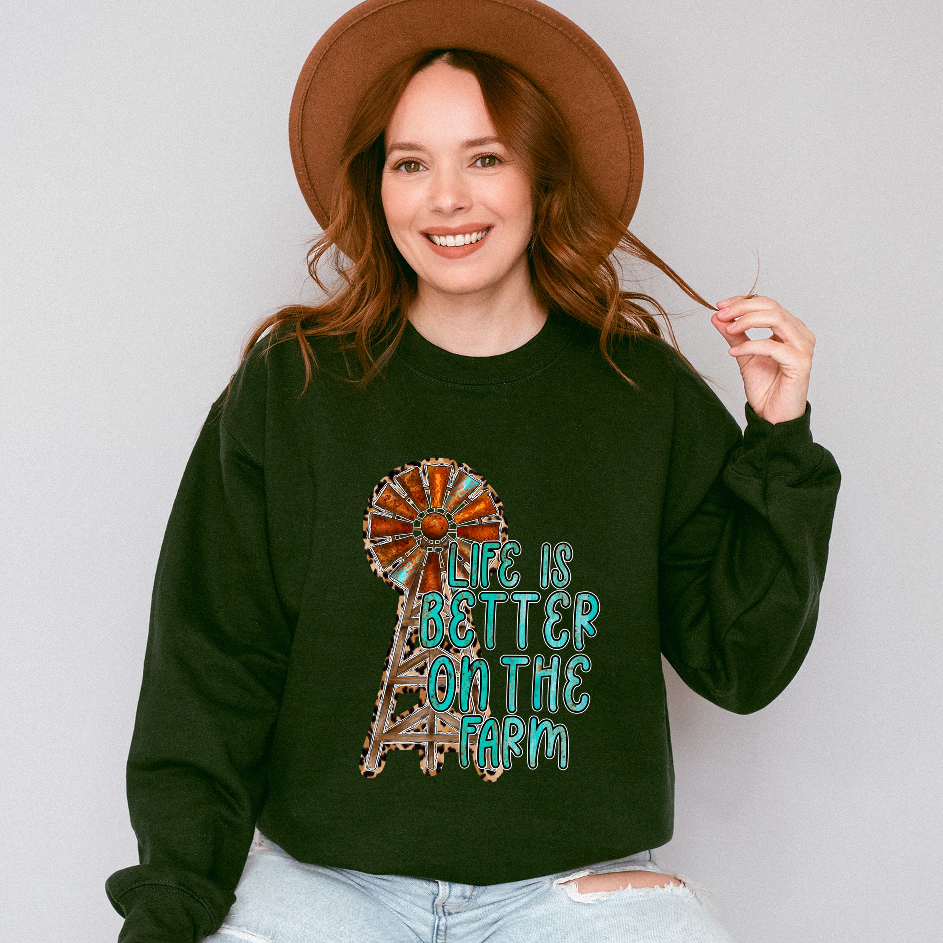 Life is Better On The Farm Design - Farmer Unisex Crewneck T-Shirt Sweatshirt Hoodie
