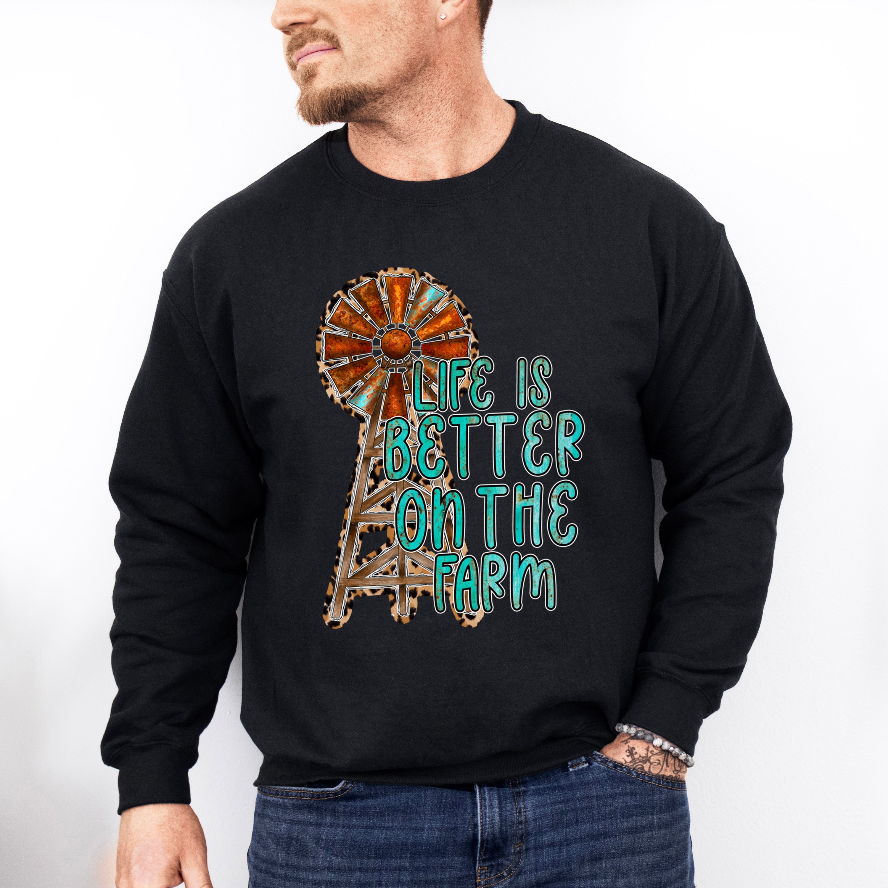 Life is Better On The Farm Design - Farmer Unisex Crewneck T-Shirt Sweatshirt Hoodie