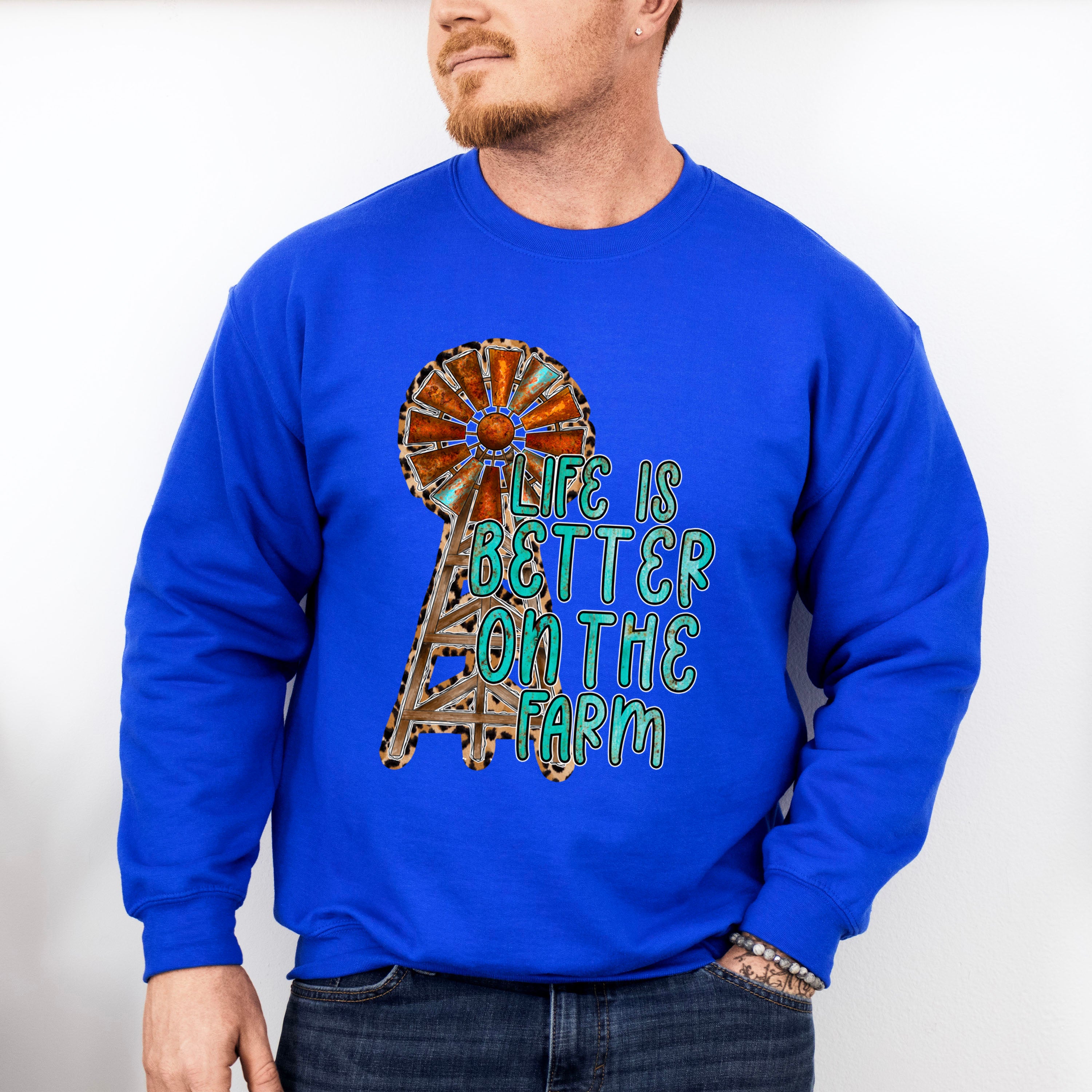 Life is Better On The Farm Design - Farmer Unisex Crewneck T-Shirt Sweatshirt Hoodie