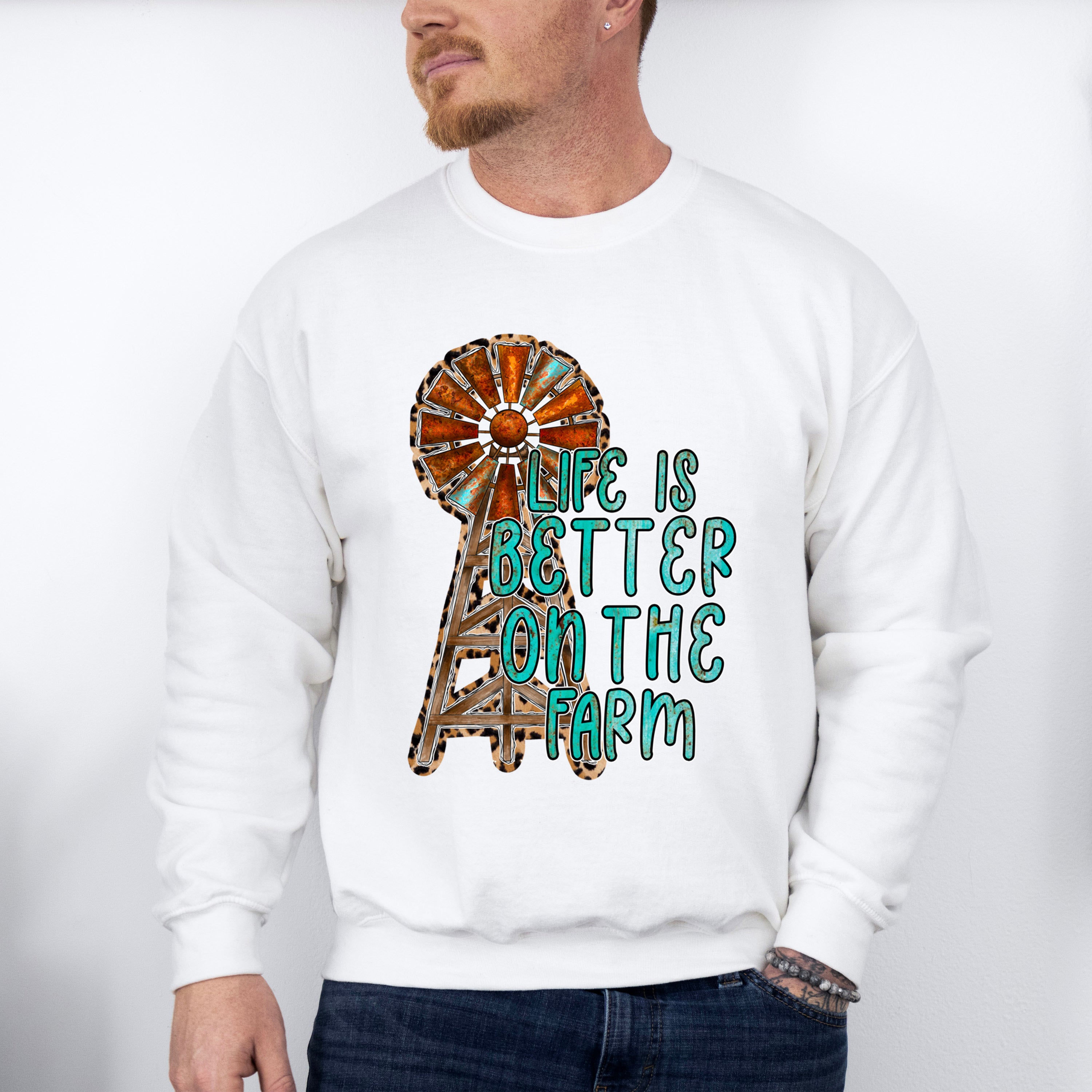 Life is Better On The Farm Design - Farmer Unisex Crewneck T-Shirt Sweatshirt Hoodie