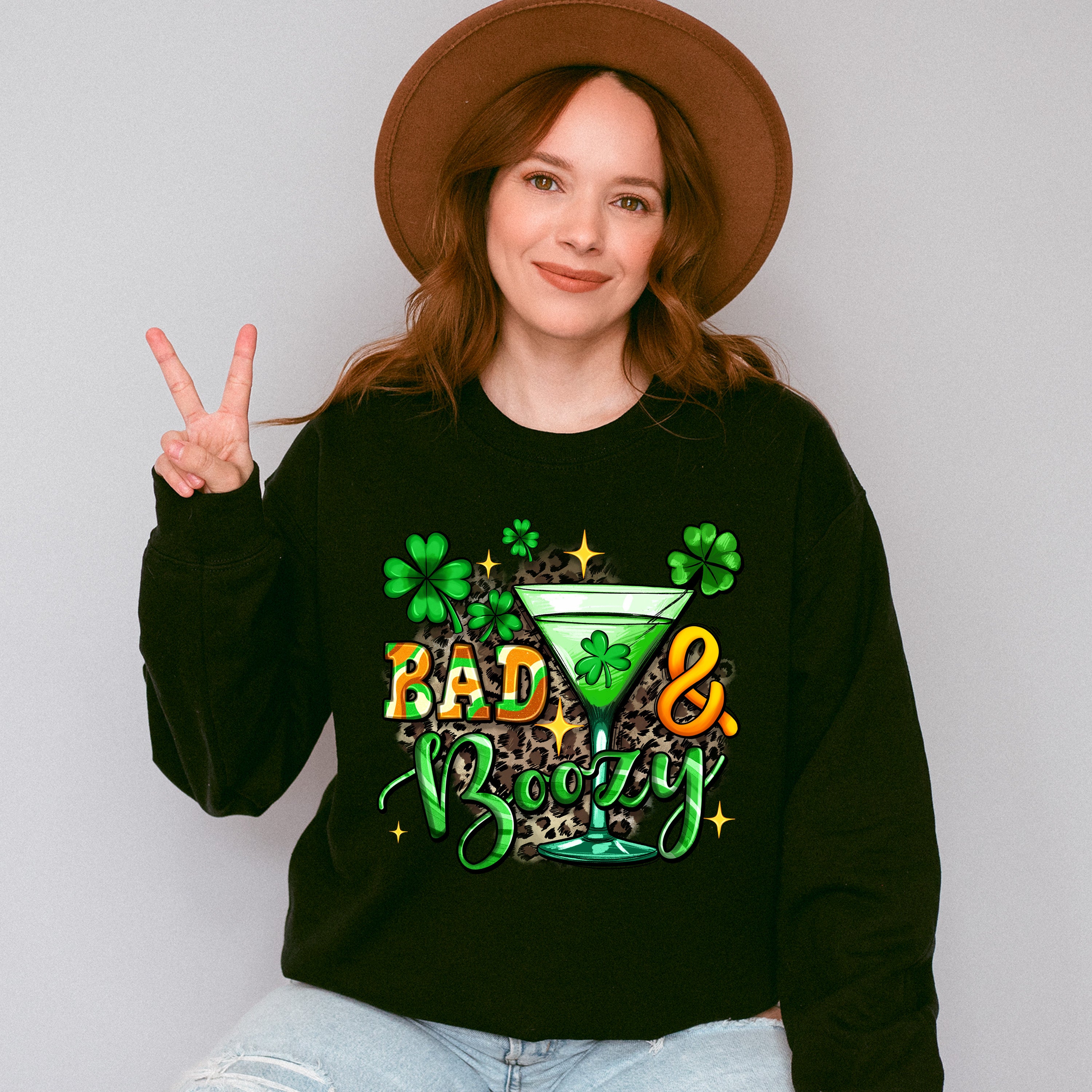 Bad &amp; Boozy - St. Patrick's Day Theme Unisex Crewneck T-Shirt Sweatshirt Hoodie