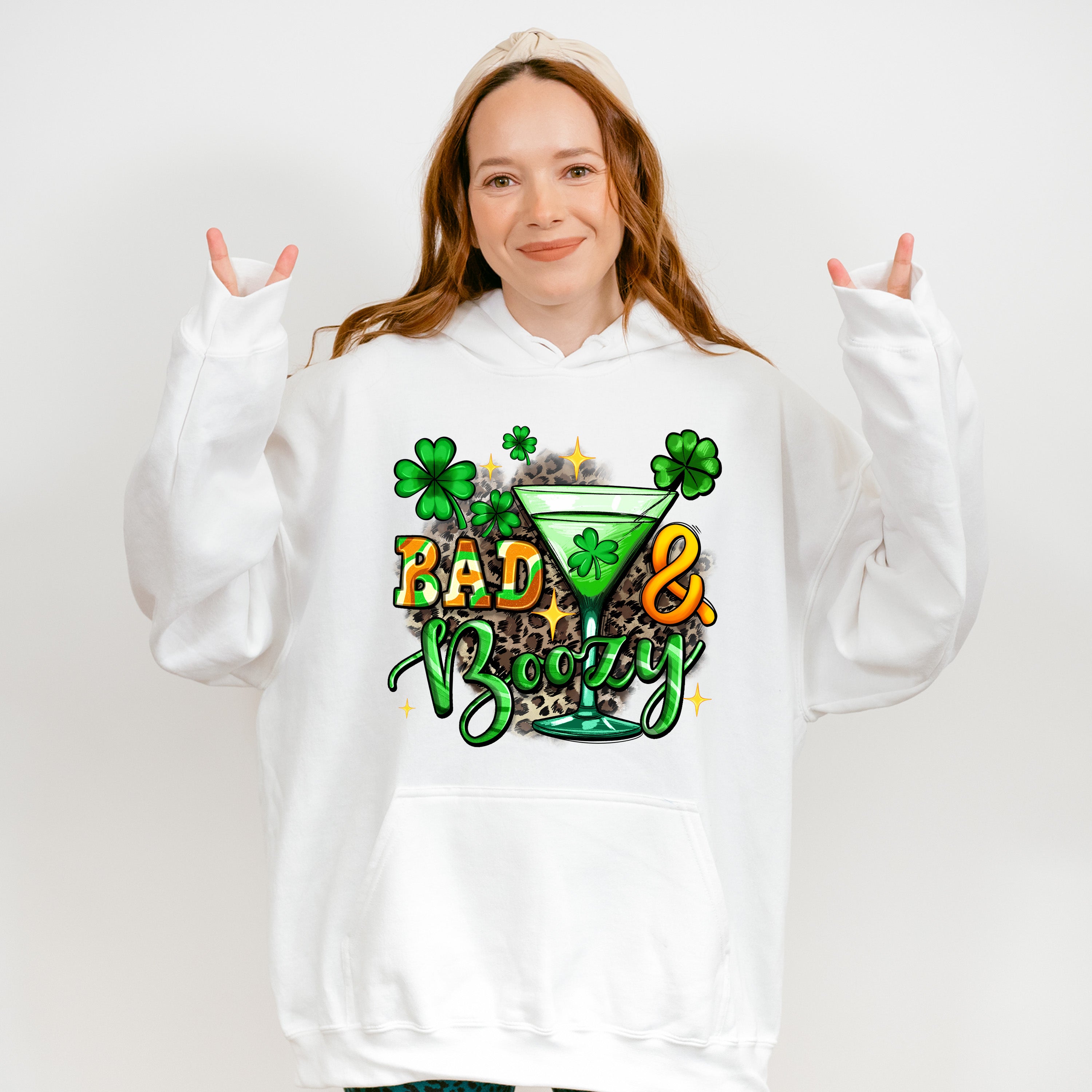 Bad &amp; Boozy - St. Patrick's Day Theme Unisex Crewneck T-Shirt Sweatshirt Hoodie