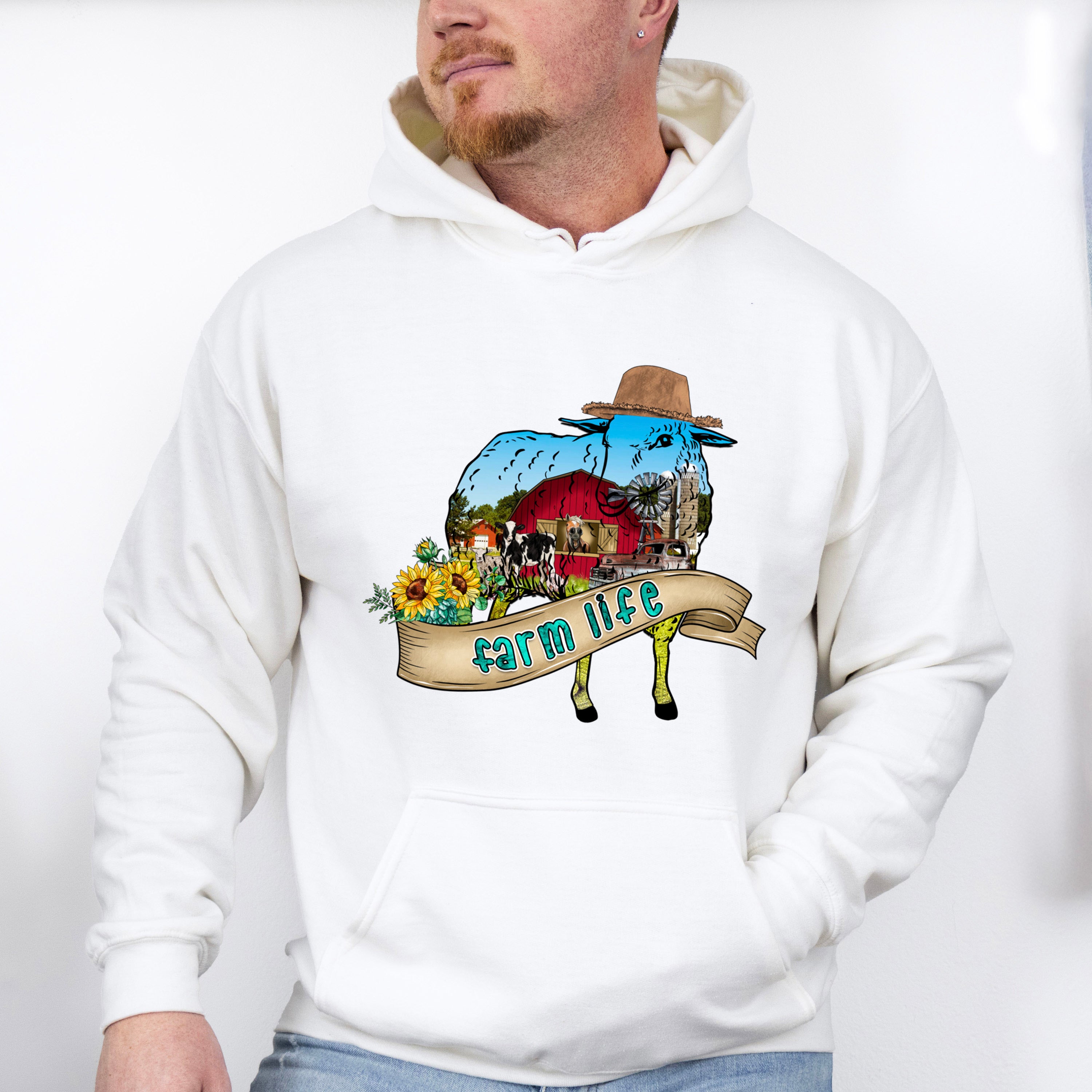 Farm Life Sheep Silhouette Design - Farmer Unisex Crewneck T-Shirt Sweatshirt Hoodie