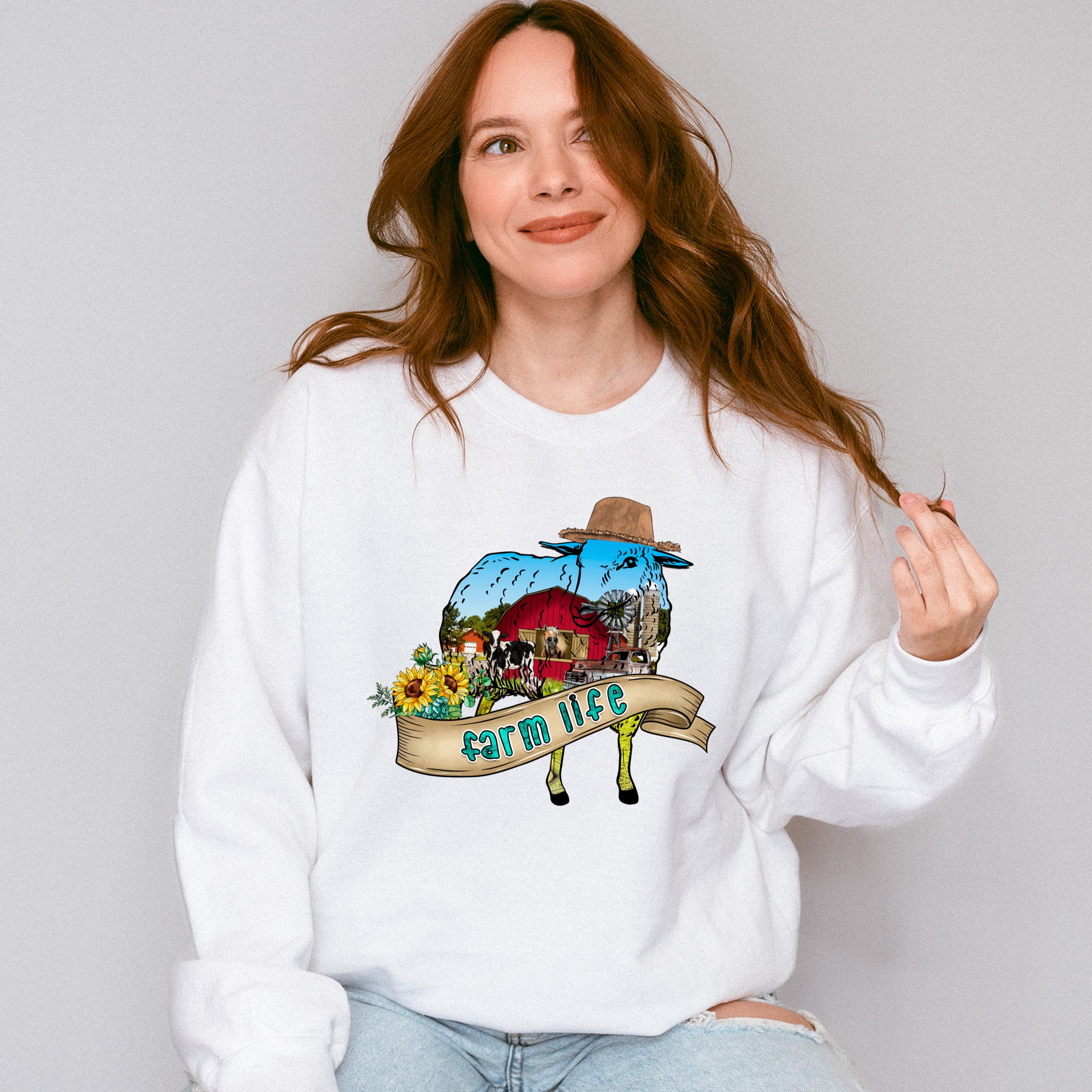 Farm Life Sheep Silhouette Design - Farmer Unisex Crewneck T-Shirt Sweatshirt Hoodie