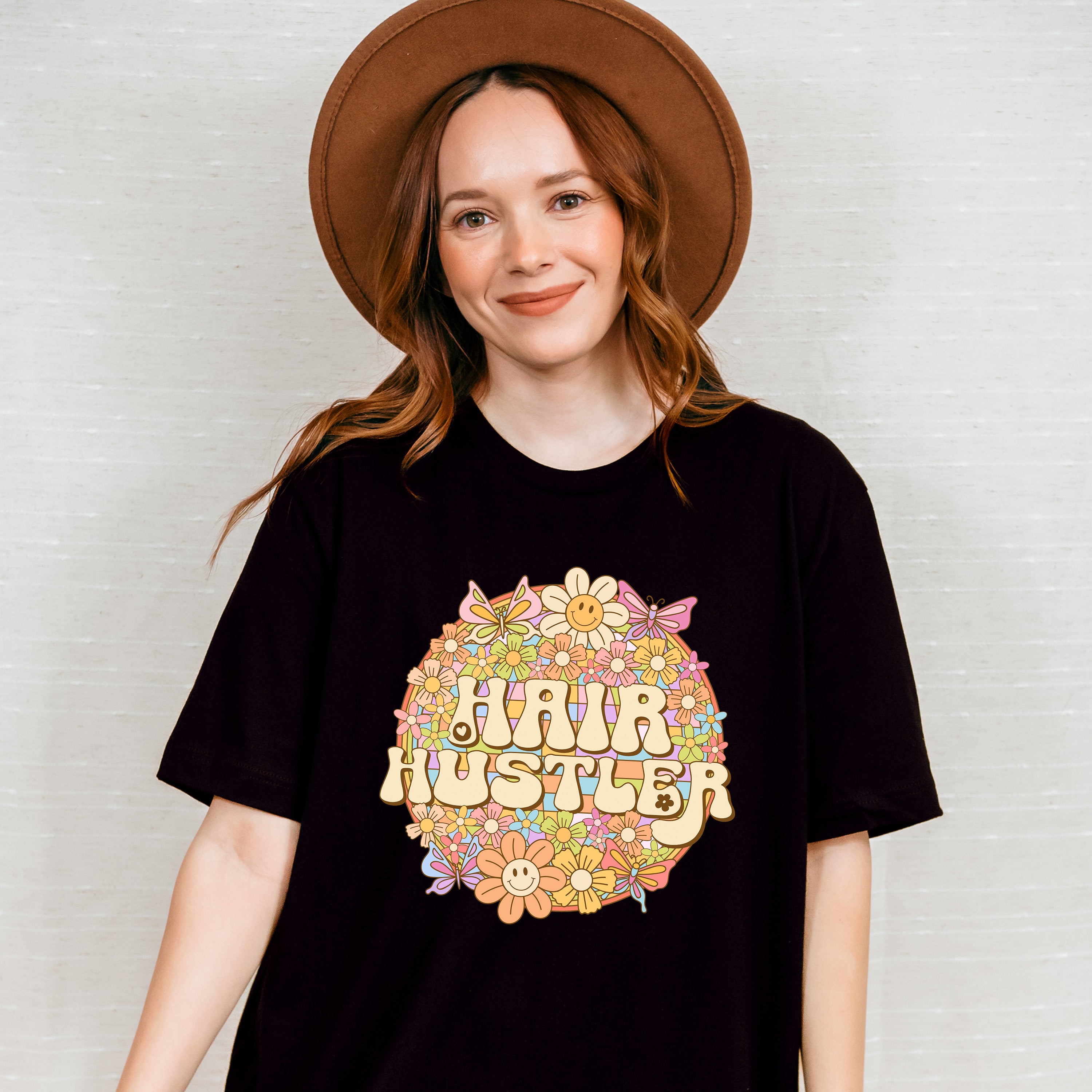 Smile Face Hair Hustler Design - Hair Stylist Unisex Crewneck T-Shirt Sweatshirt Hoodie