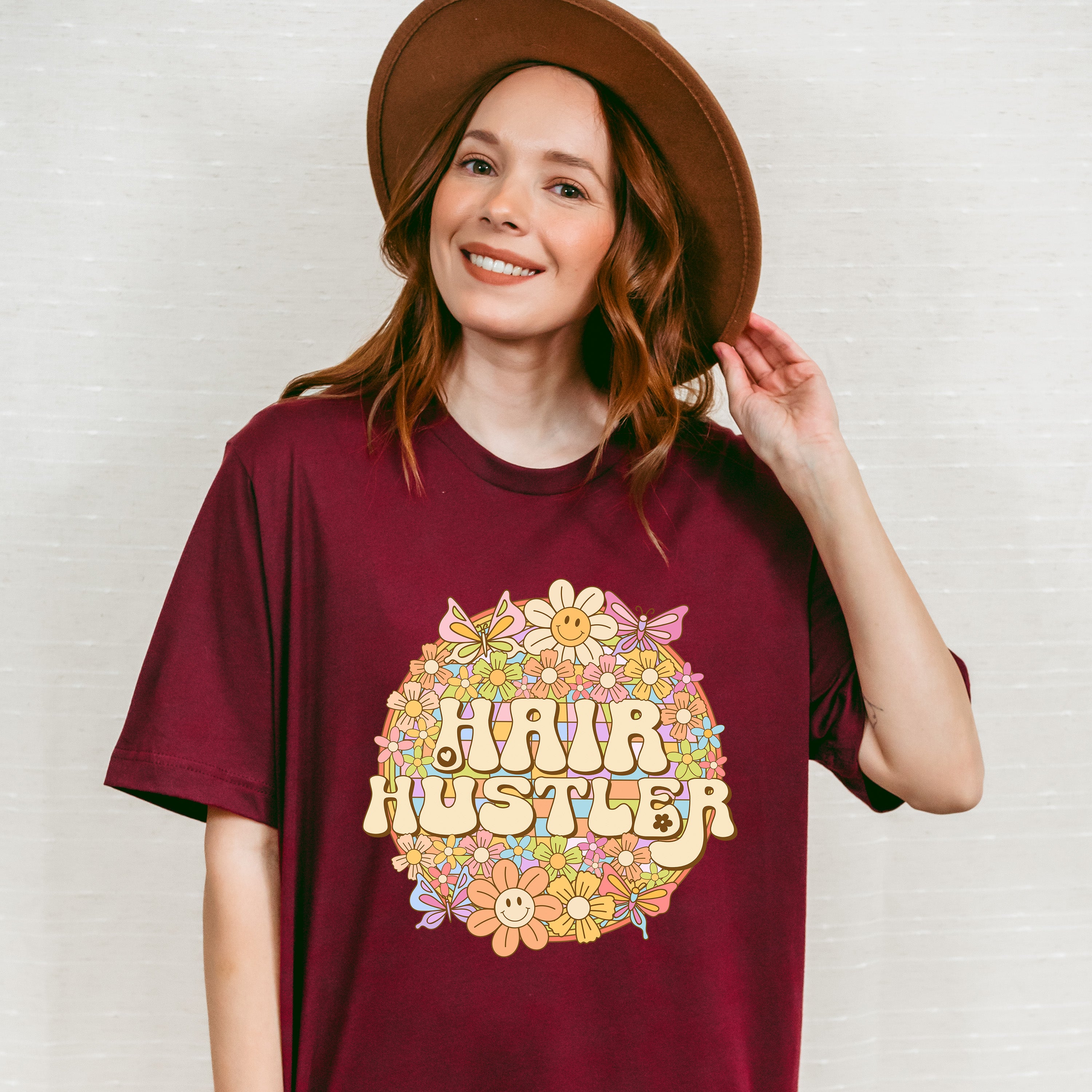 Smile Face Hair Hustler Design - Hair Stylist Unisex Crewneck T-Shirt Sweatshirt Hoodie