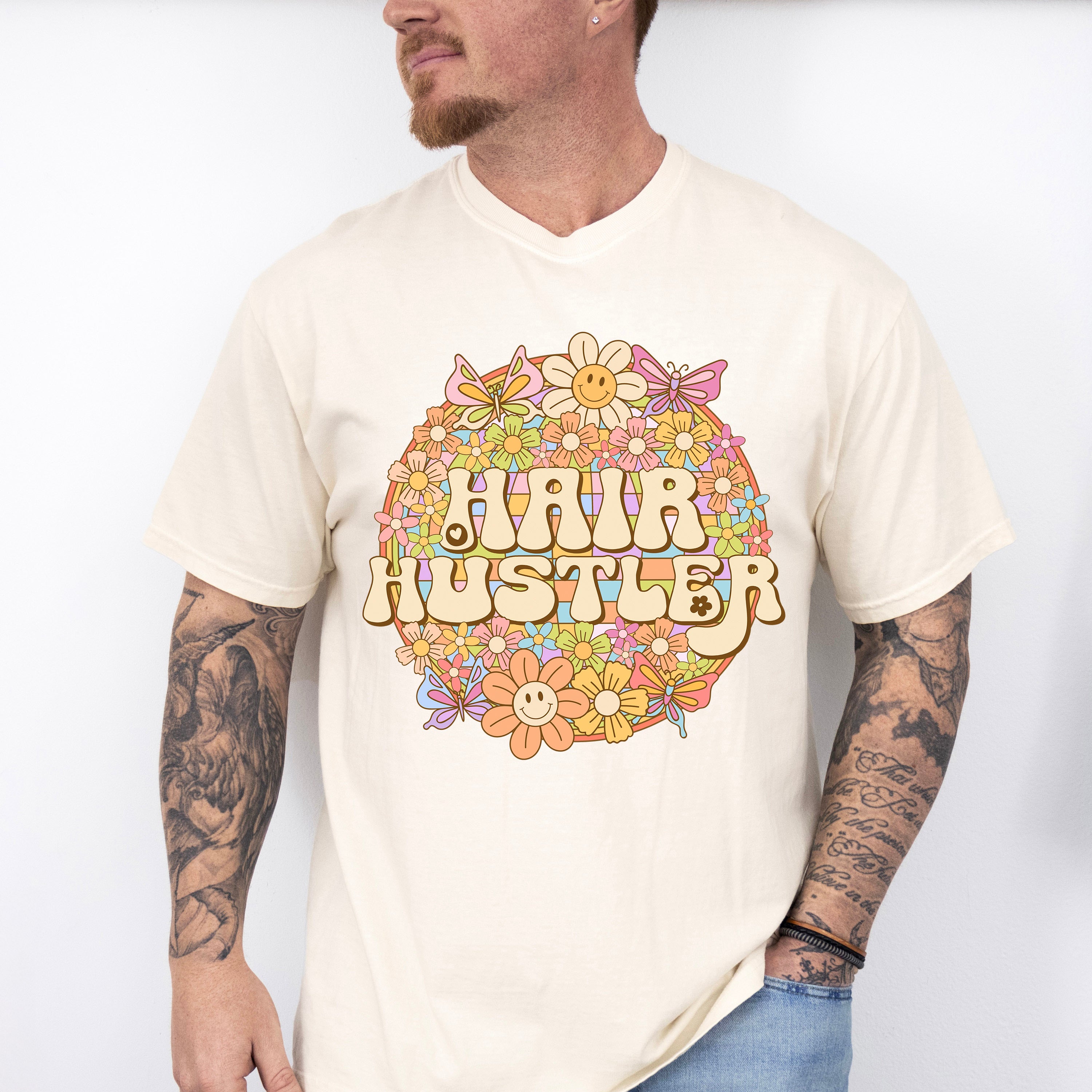 Smile Face Hair Hustler Design - Hair Stylist Unisex Crewneck T-Shirt Sweatshirt Hoodie