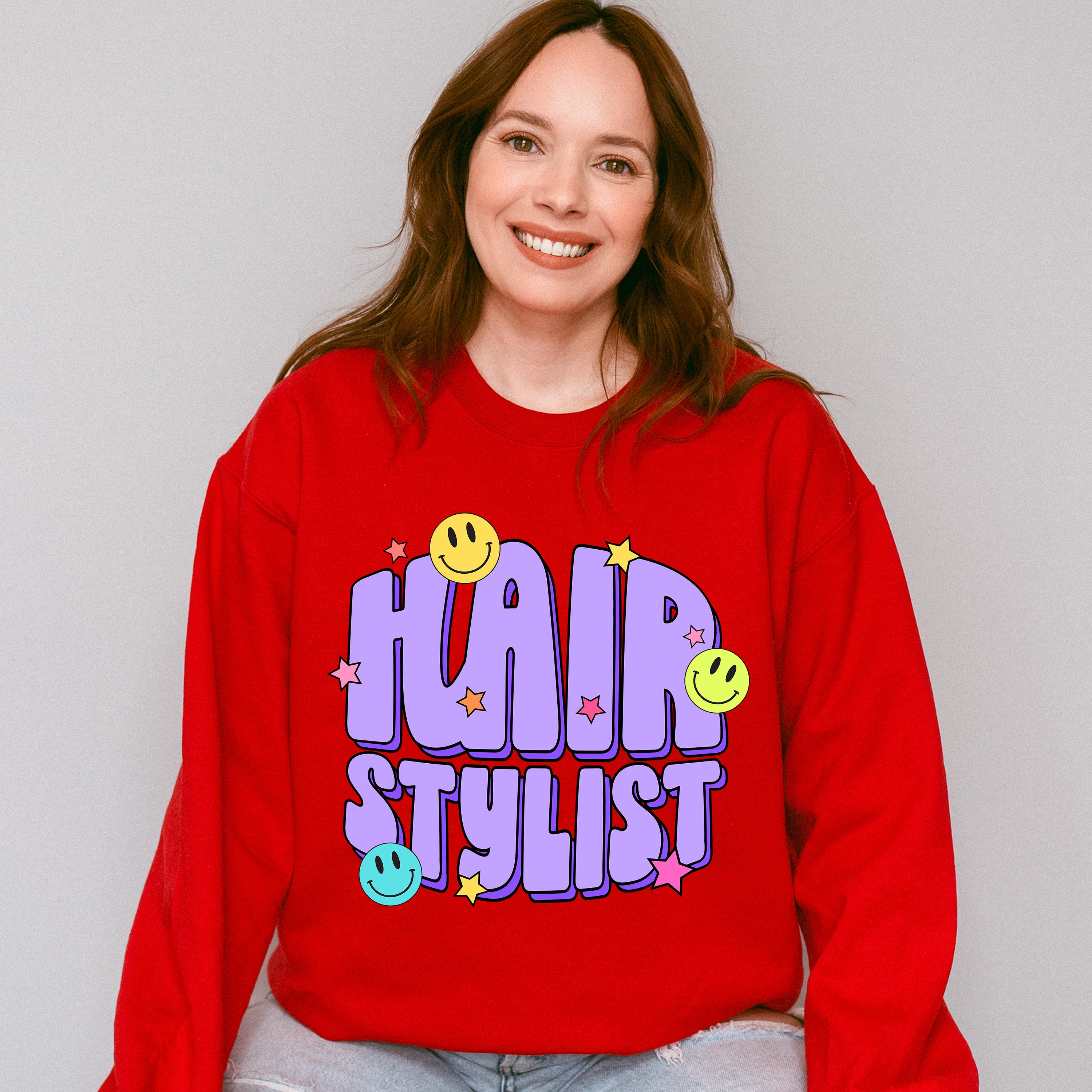 Hair Stylist Smile Face Design - Hair Stylist Unisex Crewneck T-Shirt Sweatshirt Hoodie