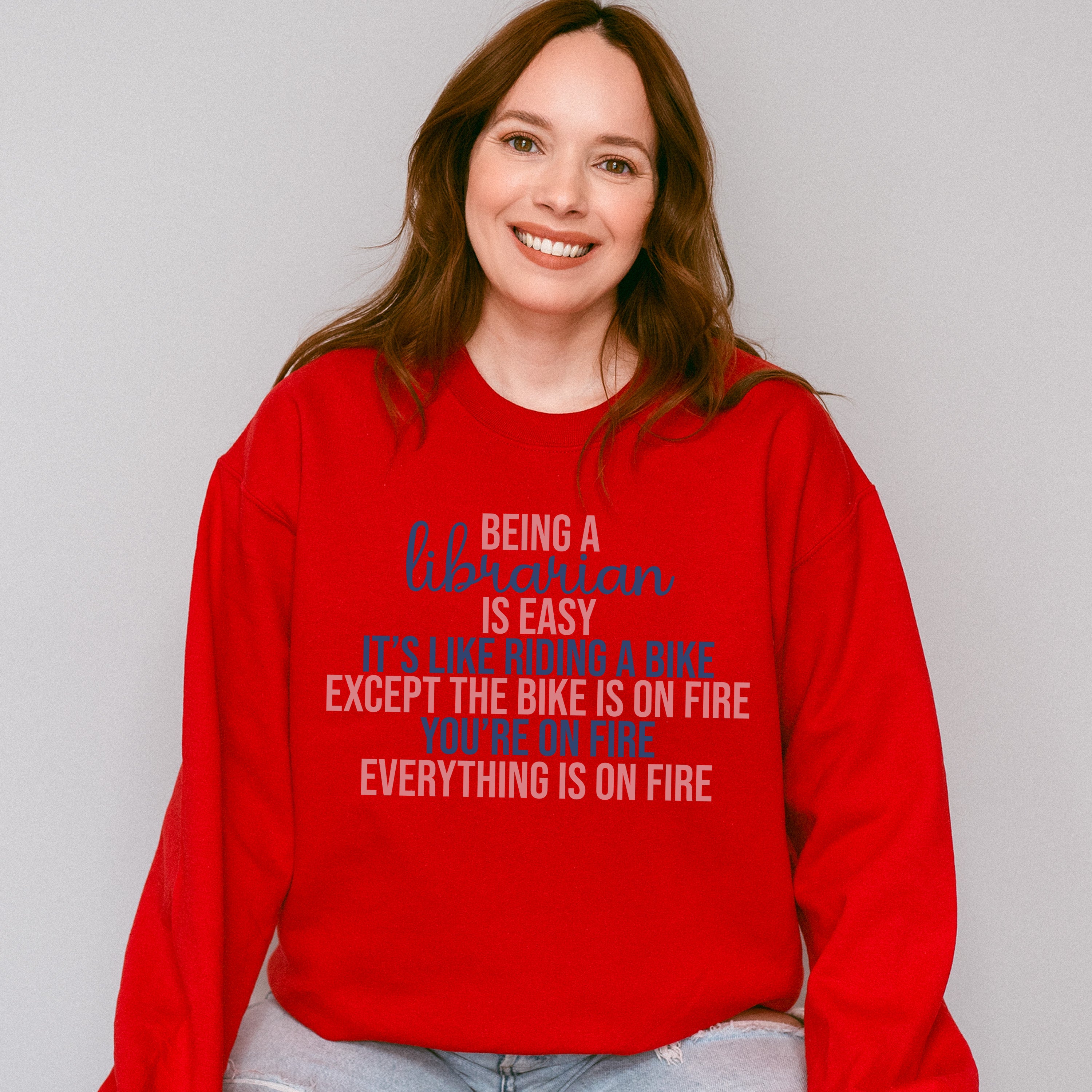 Librarian It's Like Riding A Bike Design - Librarian Unisex Crewneck T-Shirt Sweatshirt Hoodie