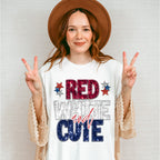 Glitter Red White And Cute 4th Of July Unisex Crewneck T-Shirt Sweatshirt Hoodie