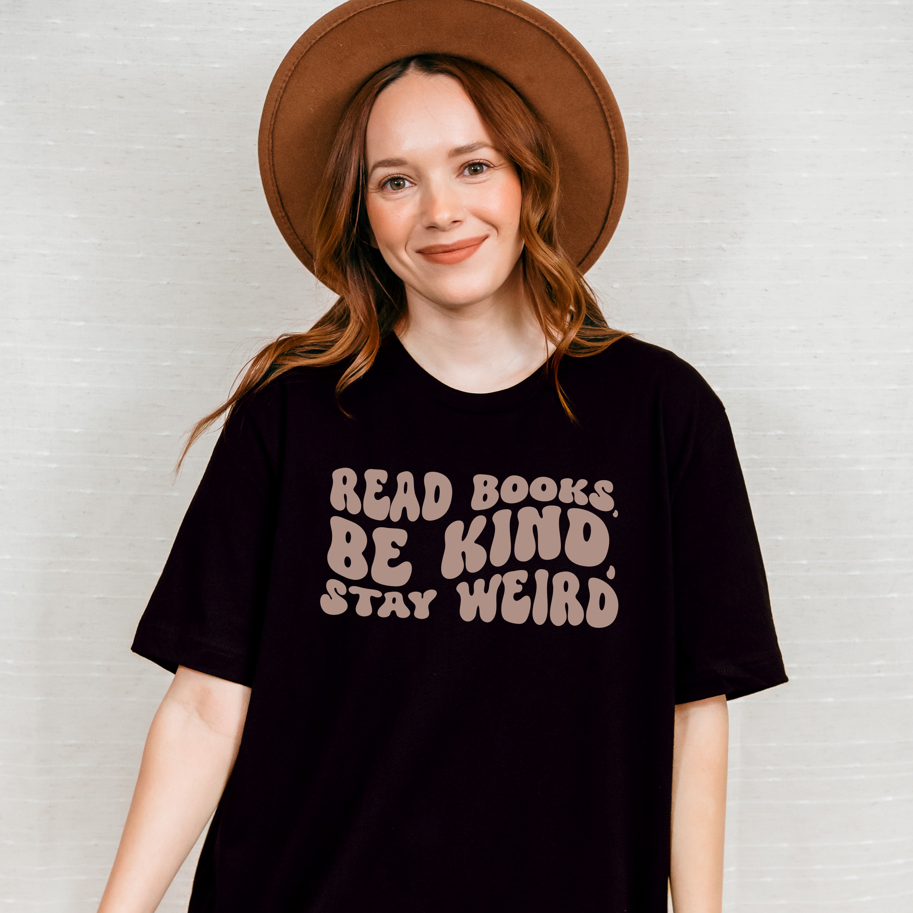 Read Books Be Kind Stay Weird Design - Librarian Unisex Crewneck T-Shirt Sweatshirt Hoodie