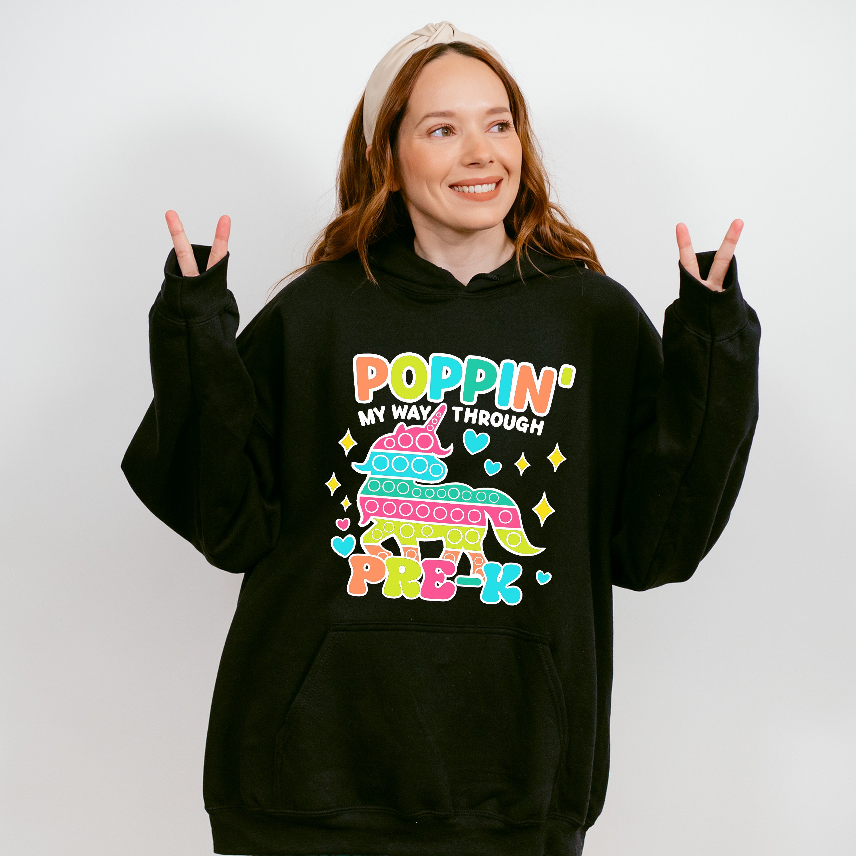 Poppin My Way Through Pre-k Design - Pre-K Unisex Crewneck T-Shirt Sweatshirt Hoodie