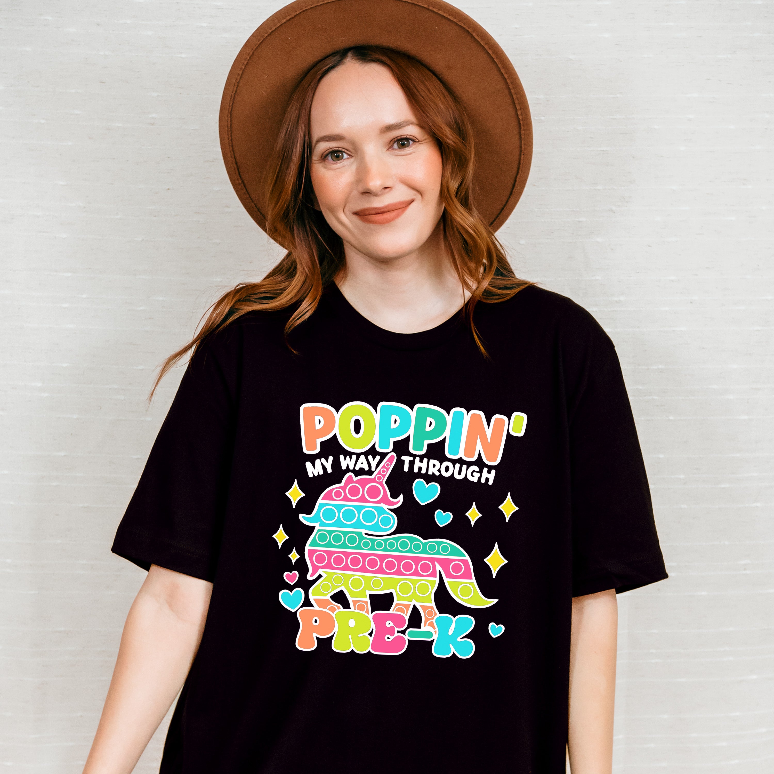 Poppin My Way Through Pre-k Design - Pre-K Unisex Crewneck T-Shirt Sweatshirt Hoodie