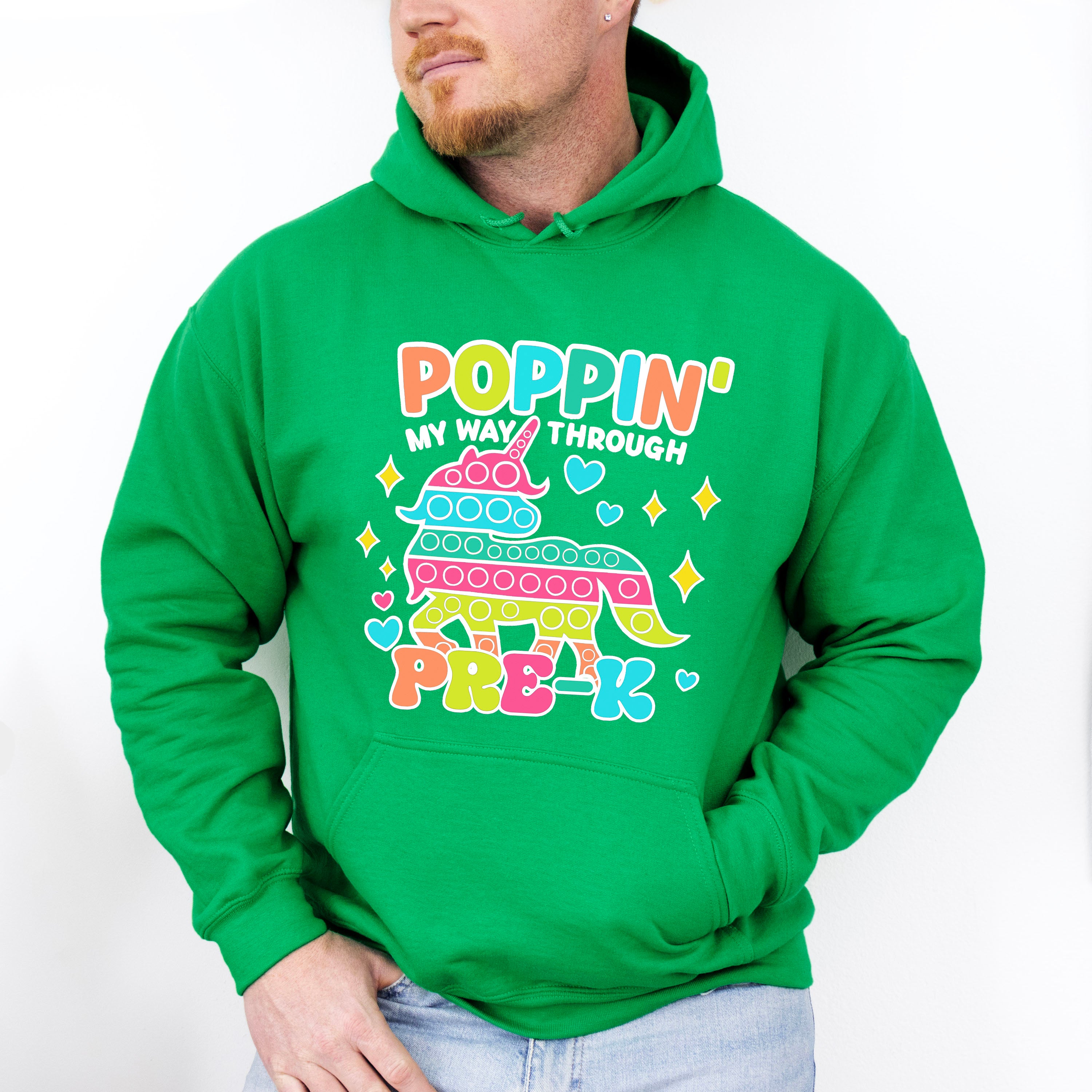 Poppin My Way Through Pre-k Design - Pre-K Unisex Crewneck T-Shirt Sweatshirt Hoodie