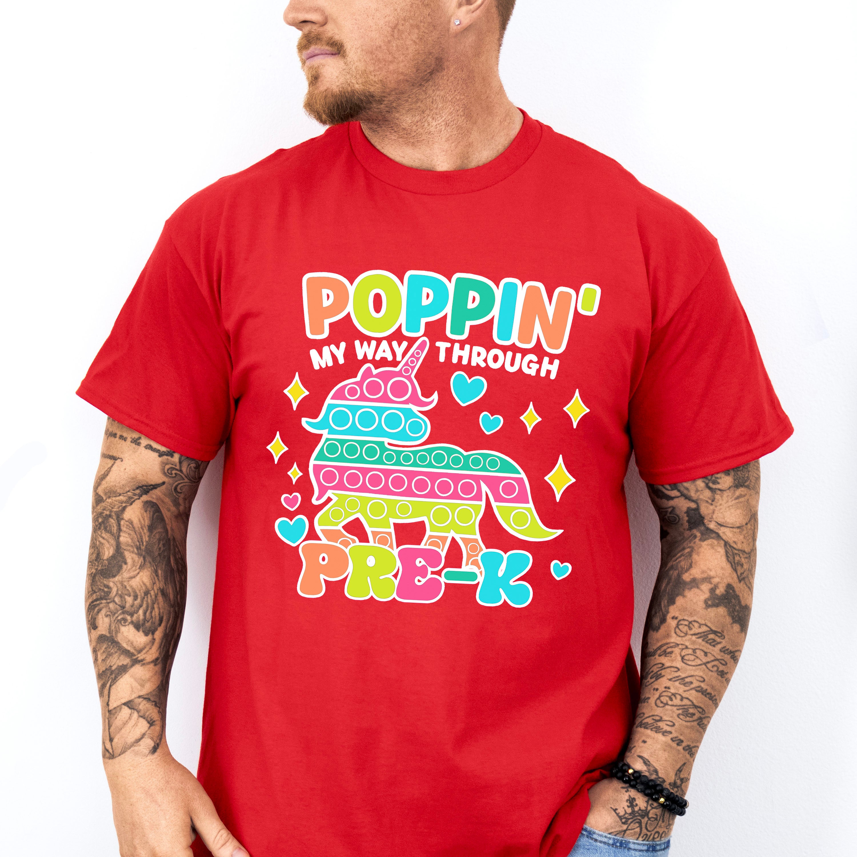 Poppin My Way Through Pre-k Design - Pre-K Unisex Crewneck T-Shirt Sweatshirt Hoodie