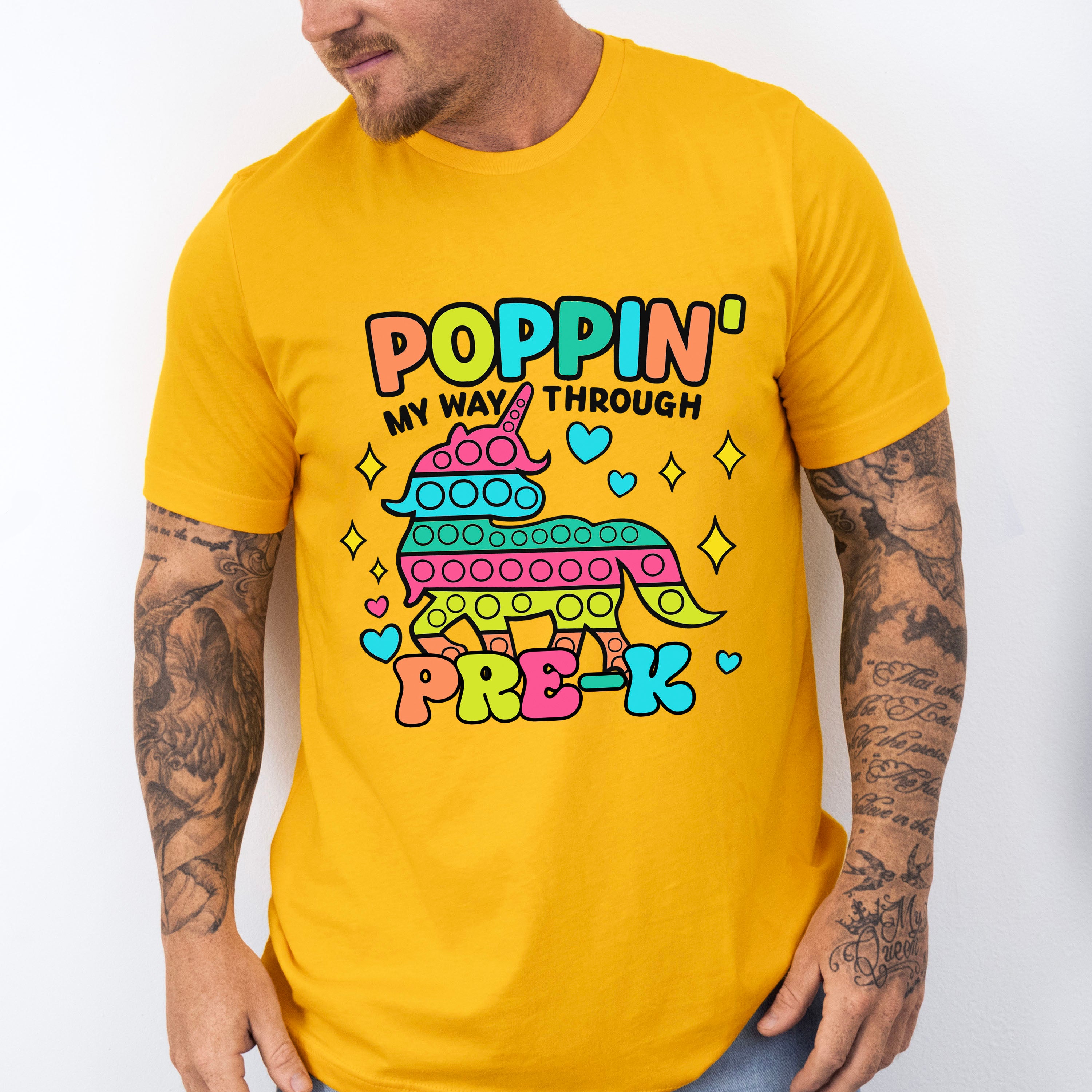 Poppin My Way Through Pre-k Design - Pre-K Unisex Crewneck T-Shirt Sweatshirt Hoodie