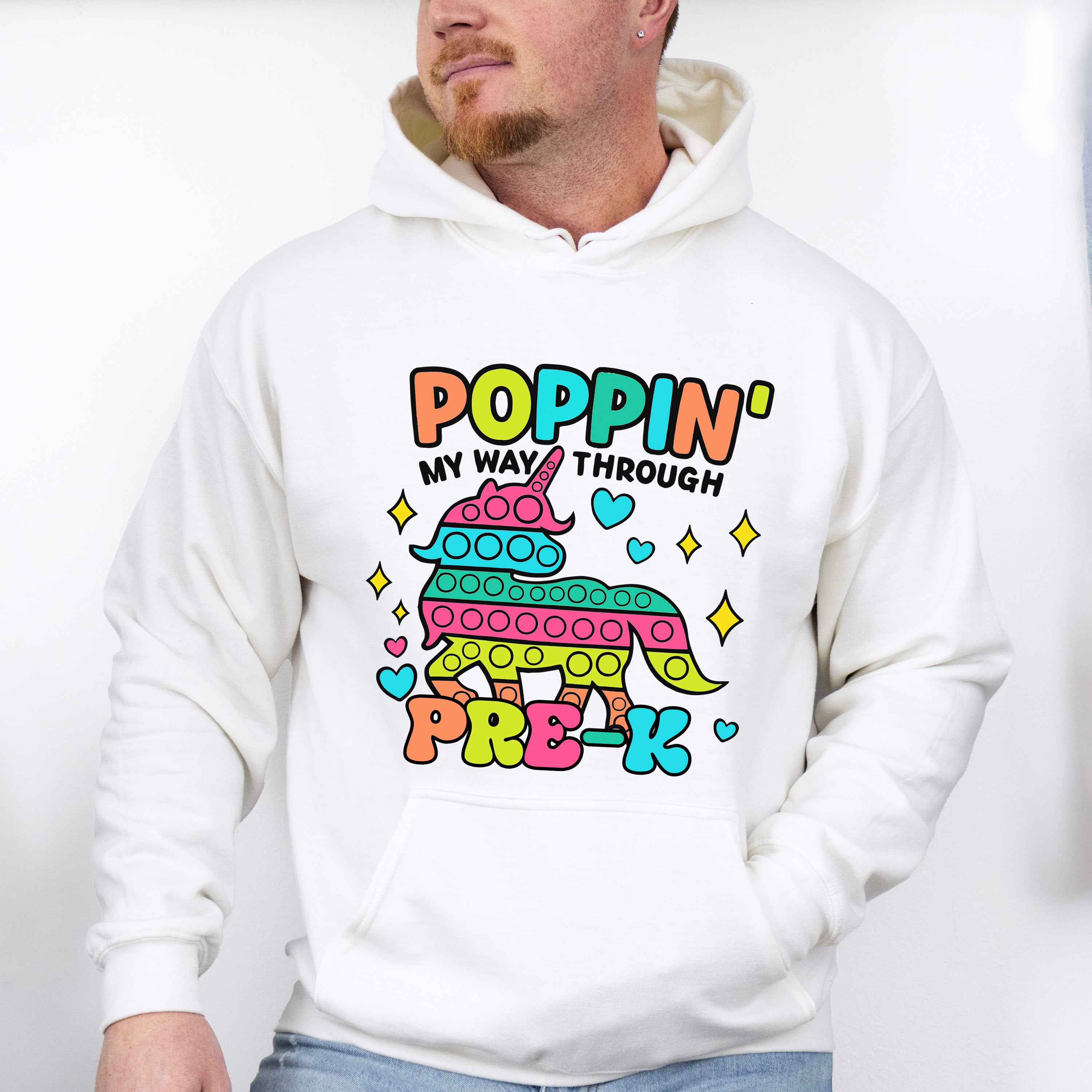 Poppin My Way Through Pre-k Design - Pre-K Unisex Crewneck T-Shirt Sweatshirt Hoodie