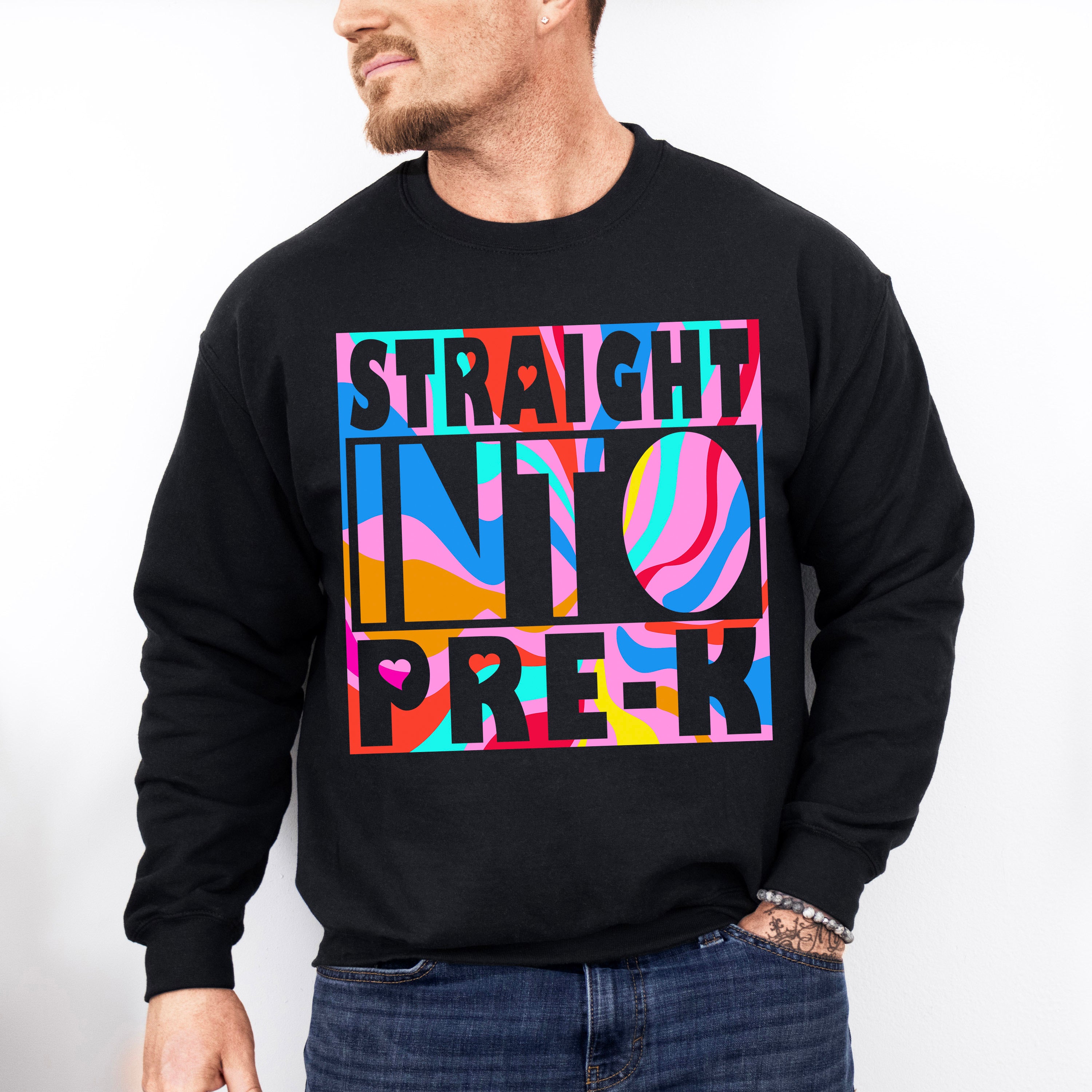 Straight Into Pre-k Design - Pre-K Unisex Crewneck T-Shirt Sweatshirt Hoodie