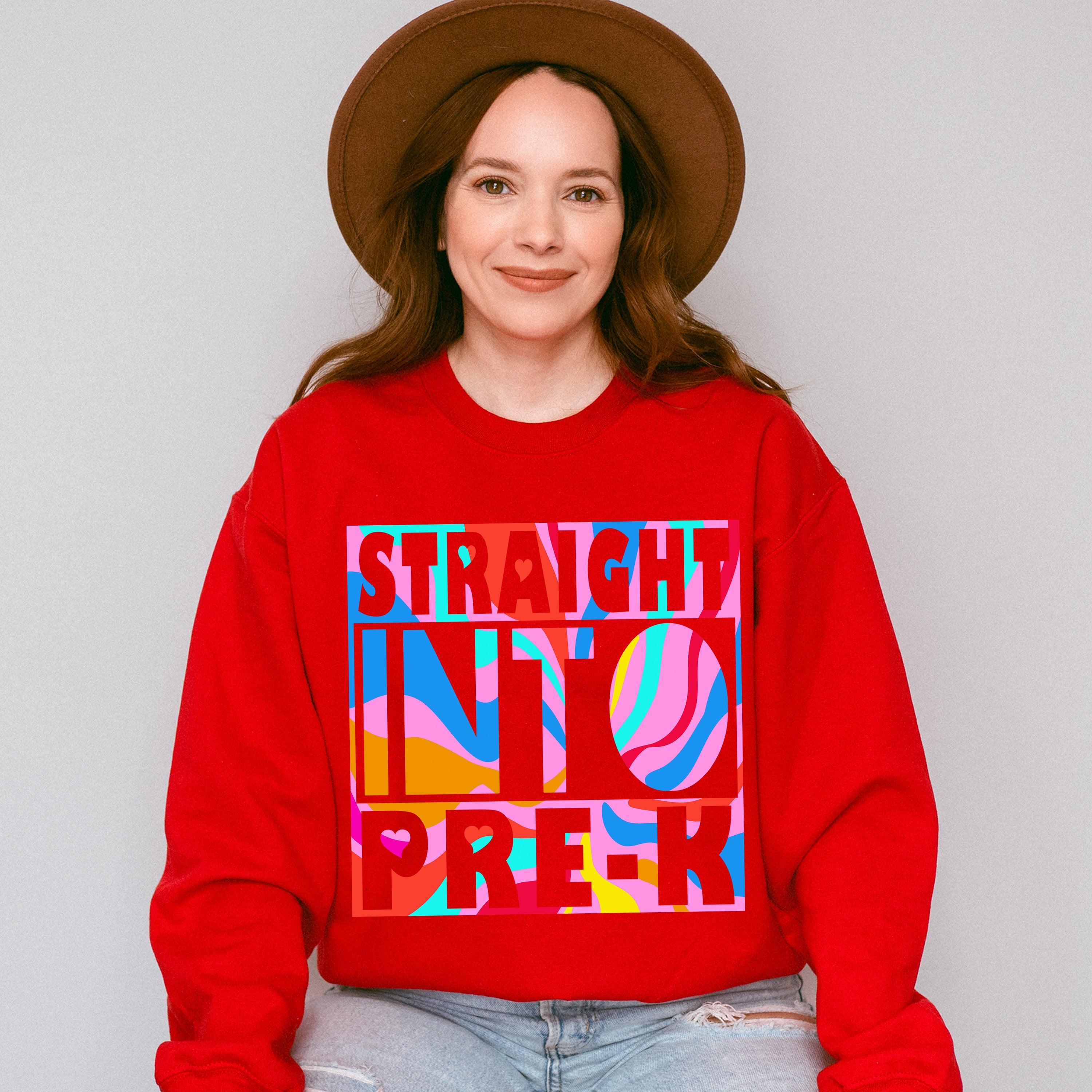 Straight Into Pre-k Design - Pre-K Unisex Crewneck T-Shirt Sweatshirt Hoodie