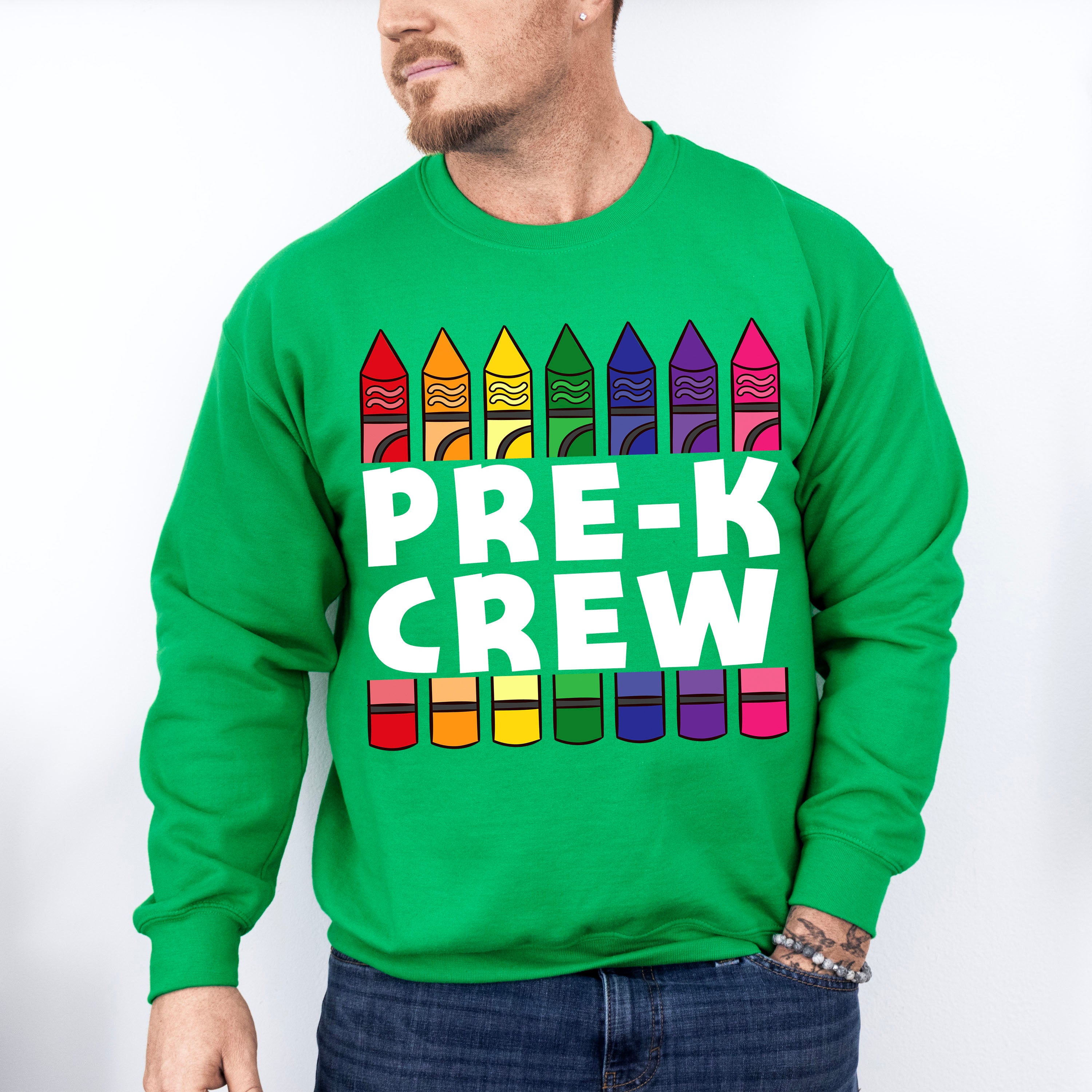 Pre-k Crew Pencil Design - Pre-K Unisex Crewneck T-Shirt Sweatshirt Hoodie