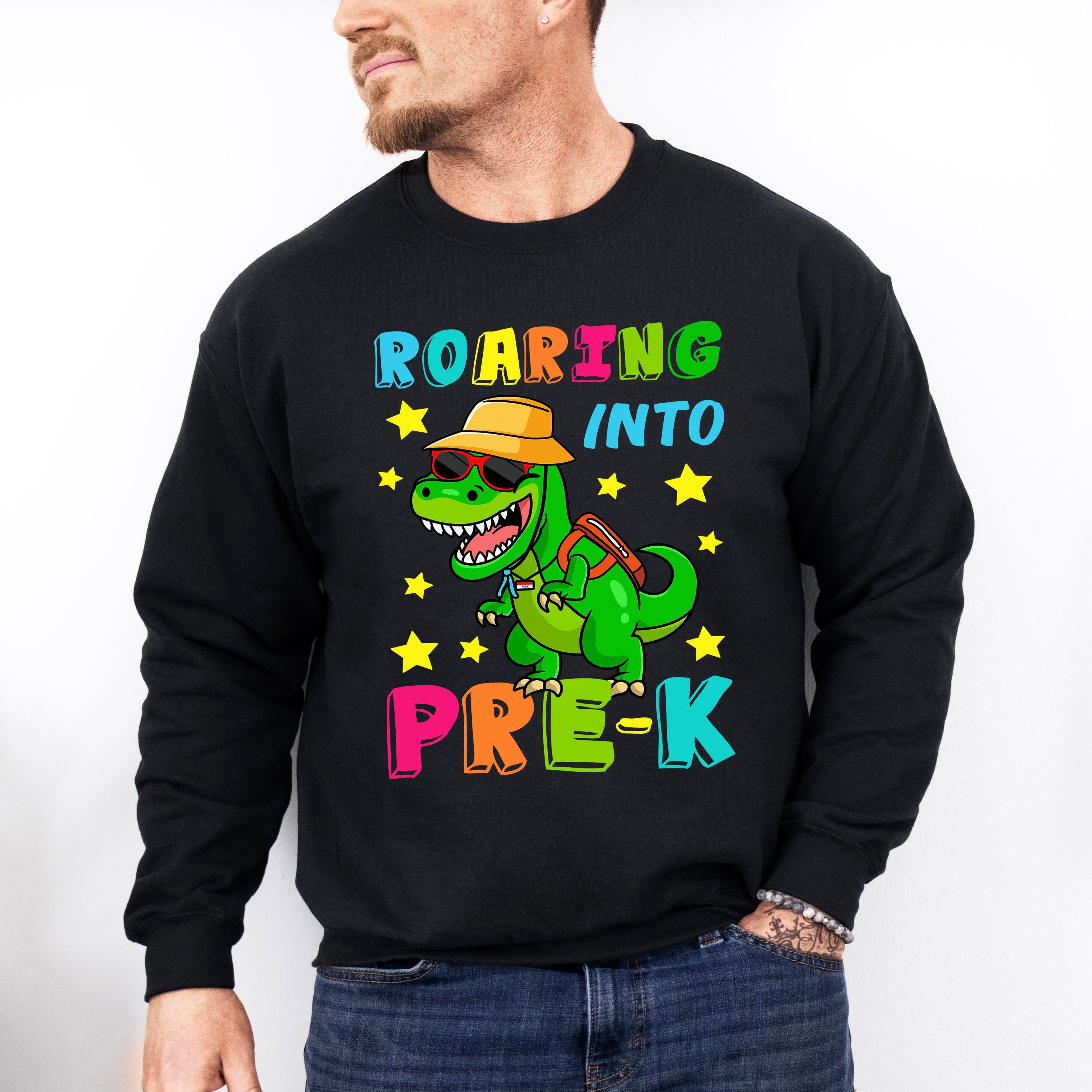 Roaring Into REX Pre-k Design - Pre-K Unisex Crewneck T-Shirt Sweatshirt Hoodie