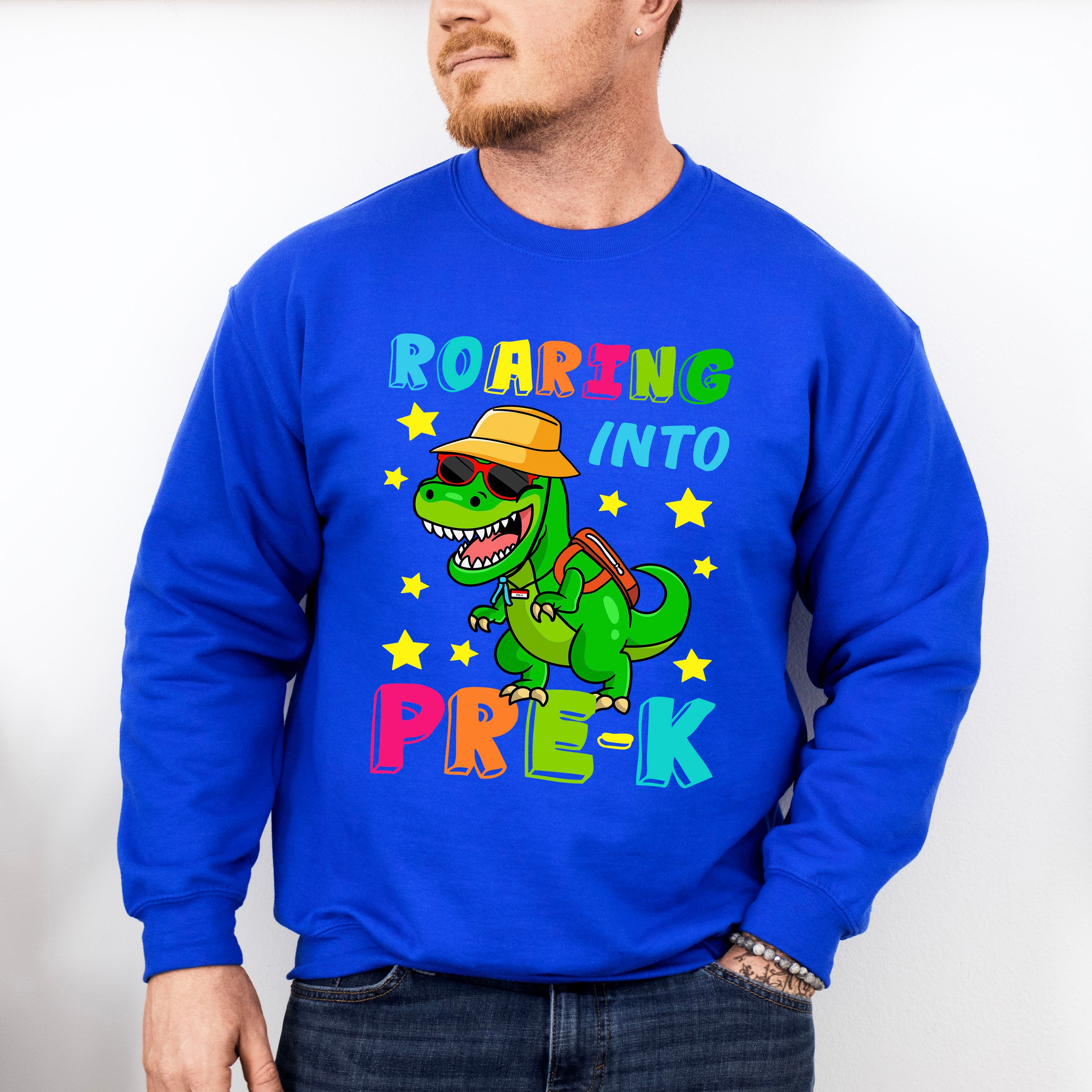 Roaring Into REX Pre-k Design - Pre-K Unisex Crewneck T-Shirt Sweatshirt Hoodie