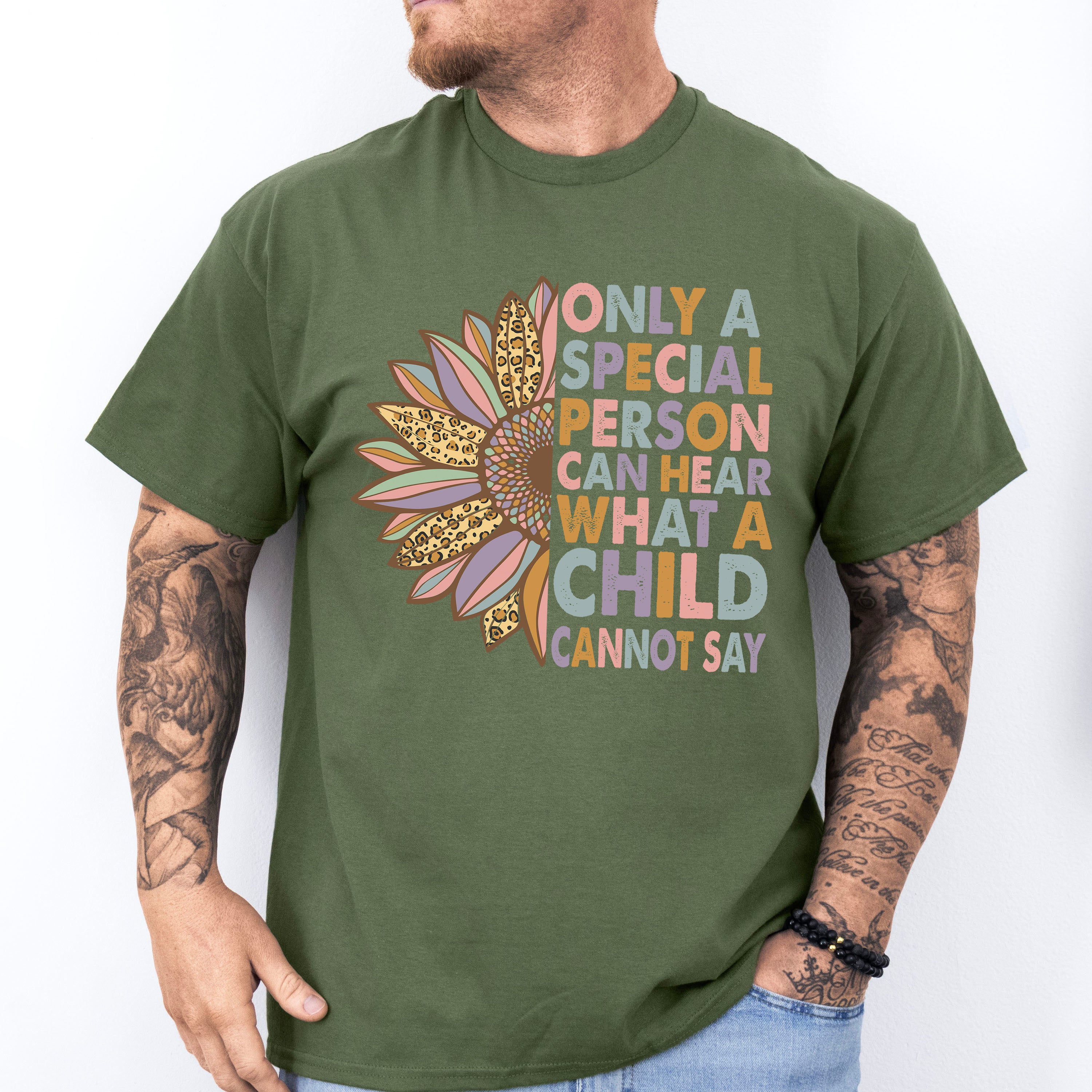 Only A Special Person Can Hear What A Child Cannot Say Design - Special Education Unisex Crewneck T-Shirt Sweatshirt Hoodie