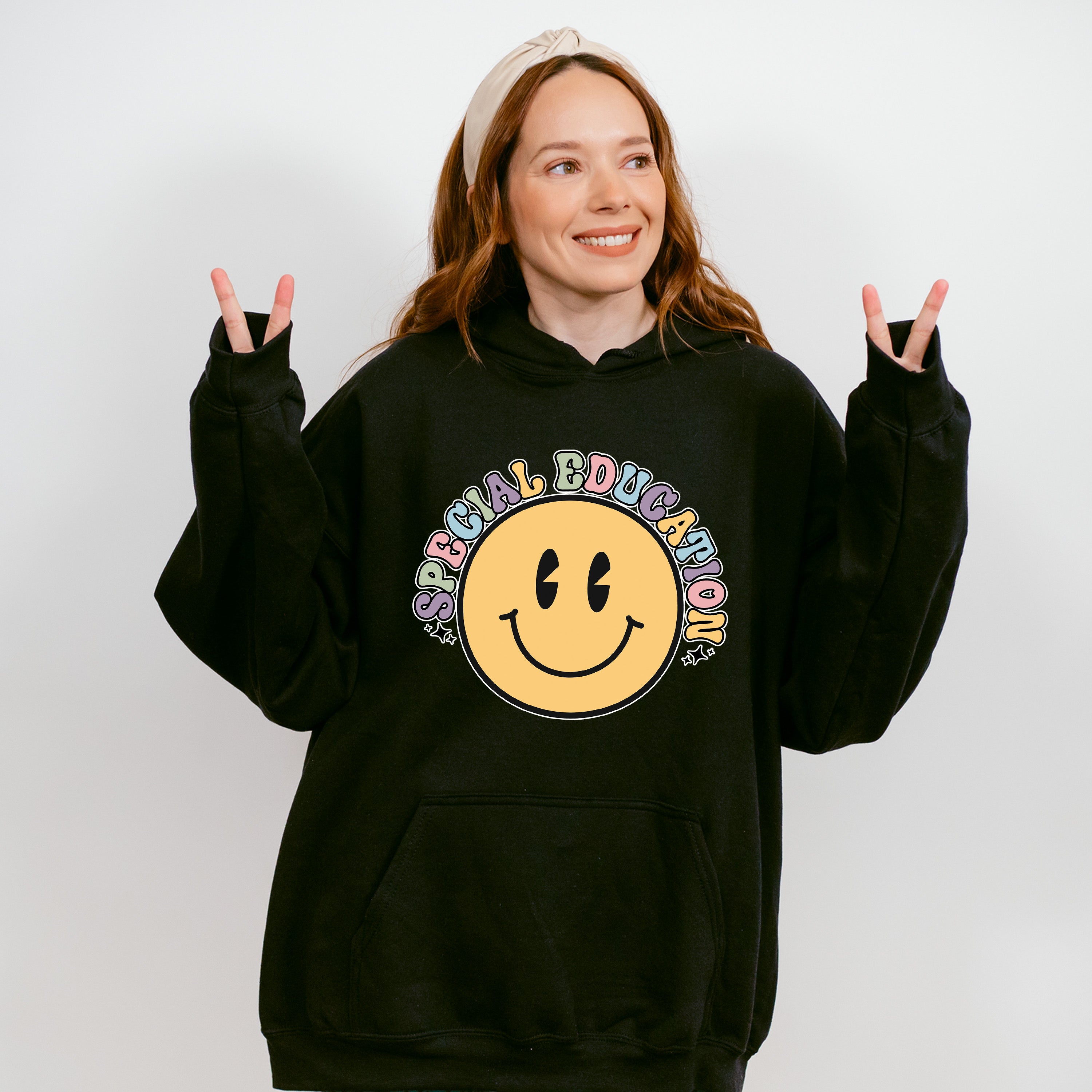 Retro Smile Face Special Education Design - Special Education Unisex Crewneck T-Shirt Sweatshirt Hoodie