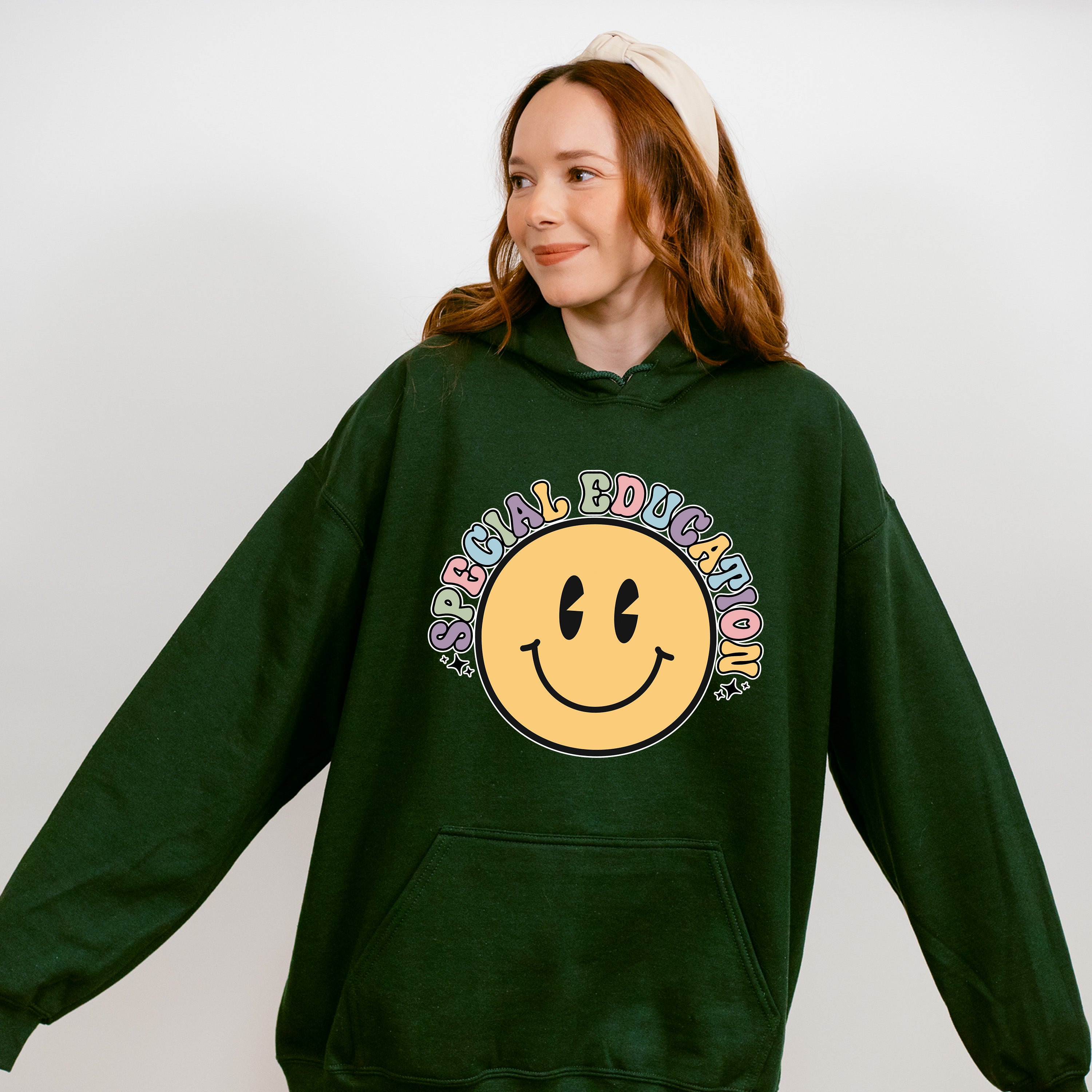 Retro Smile Face Special Education Design - Special Education Unisex Crewneck T-Shirt Sweatshirt Hoodie