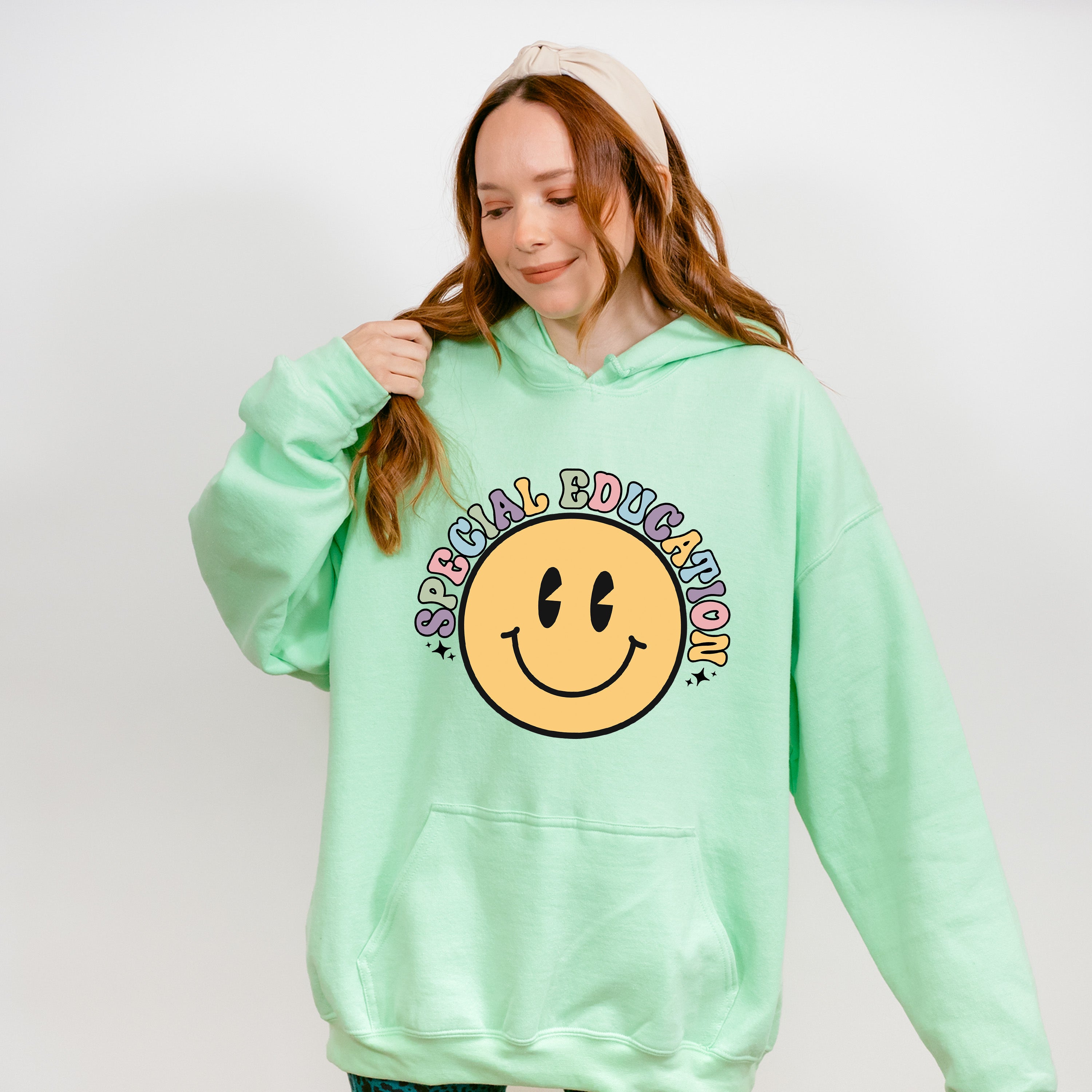 Retro Smile Face Special Education Design - Special Education Unisex Crewneck T-Shirt Sweatshirt Hoodie