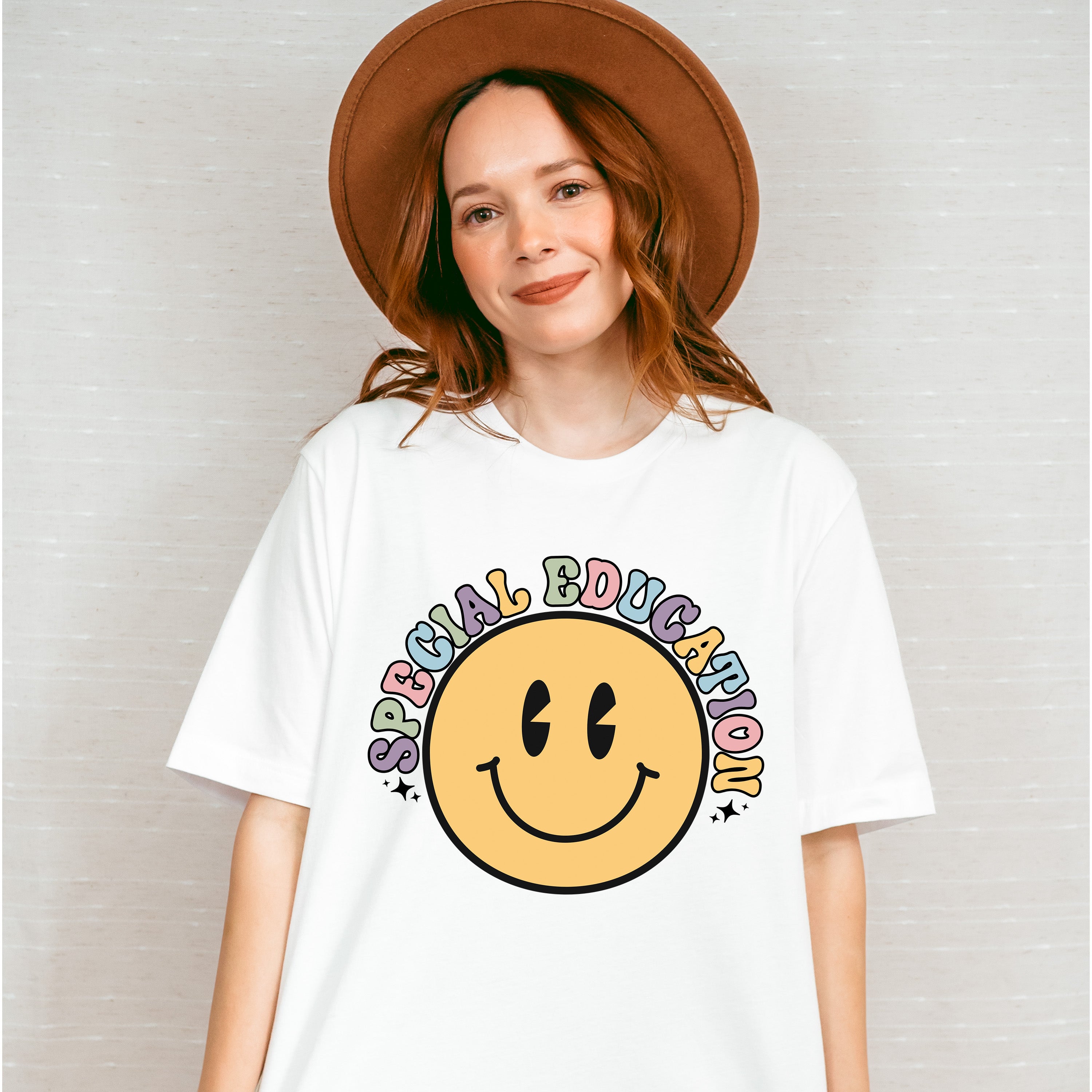 Retro Smile Face Special Education Design - Special Education Unisex Crewneck T-Shirt Sweatshirt Hoodie