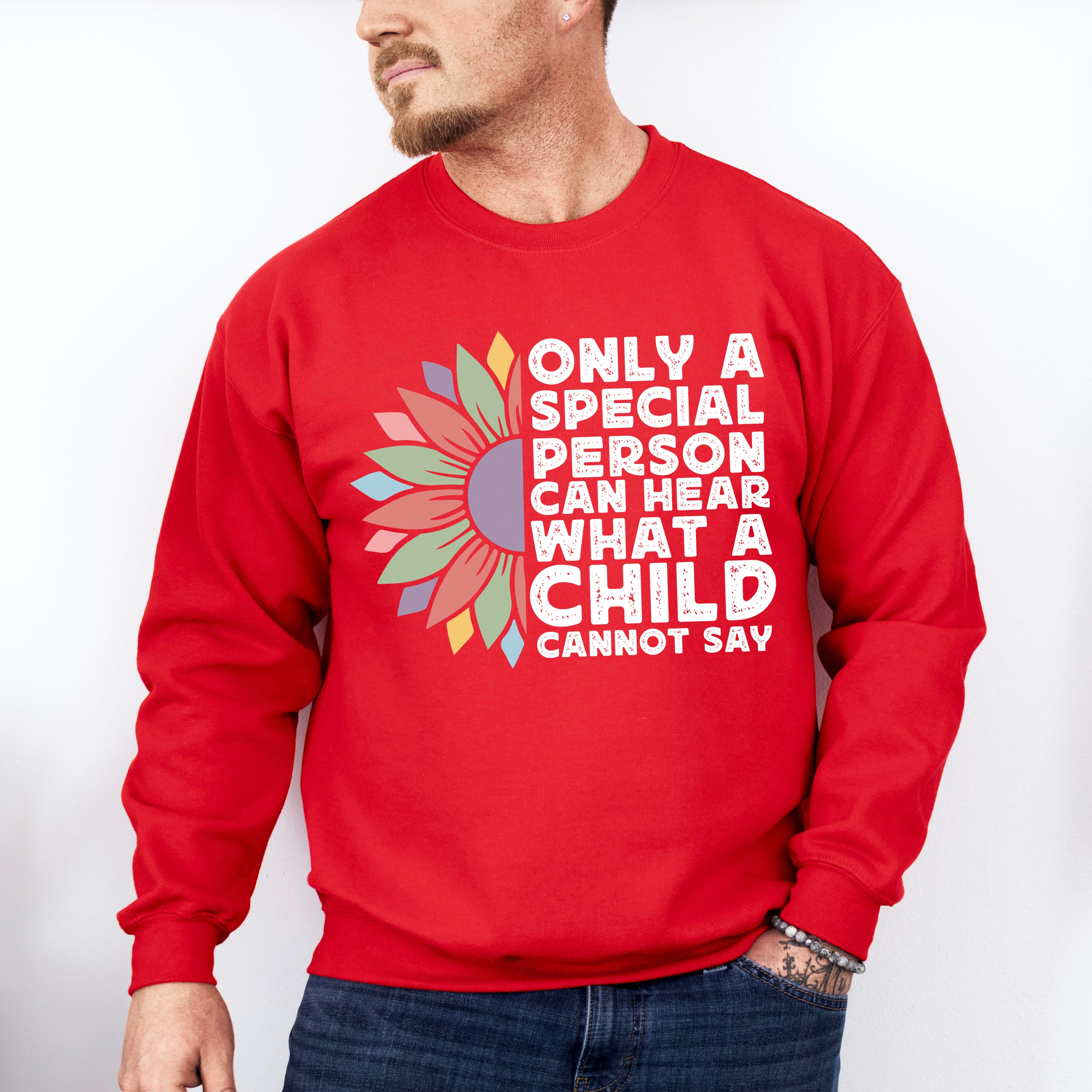 Retro Special Person Can Hear What A Child Cannot Say Design - Special Education Unisex Crewneck T-Shirt Sweatshirt Hoodie