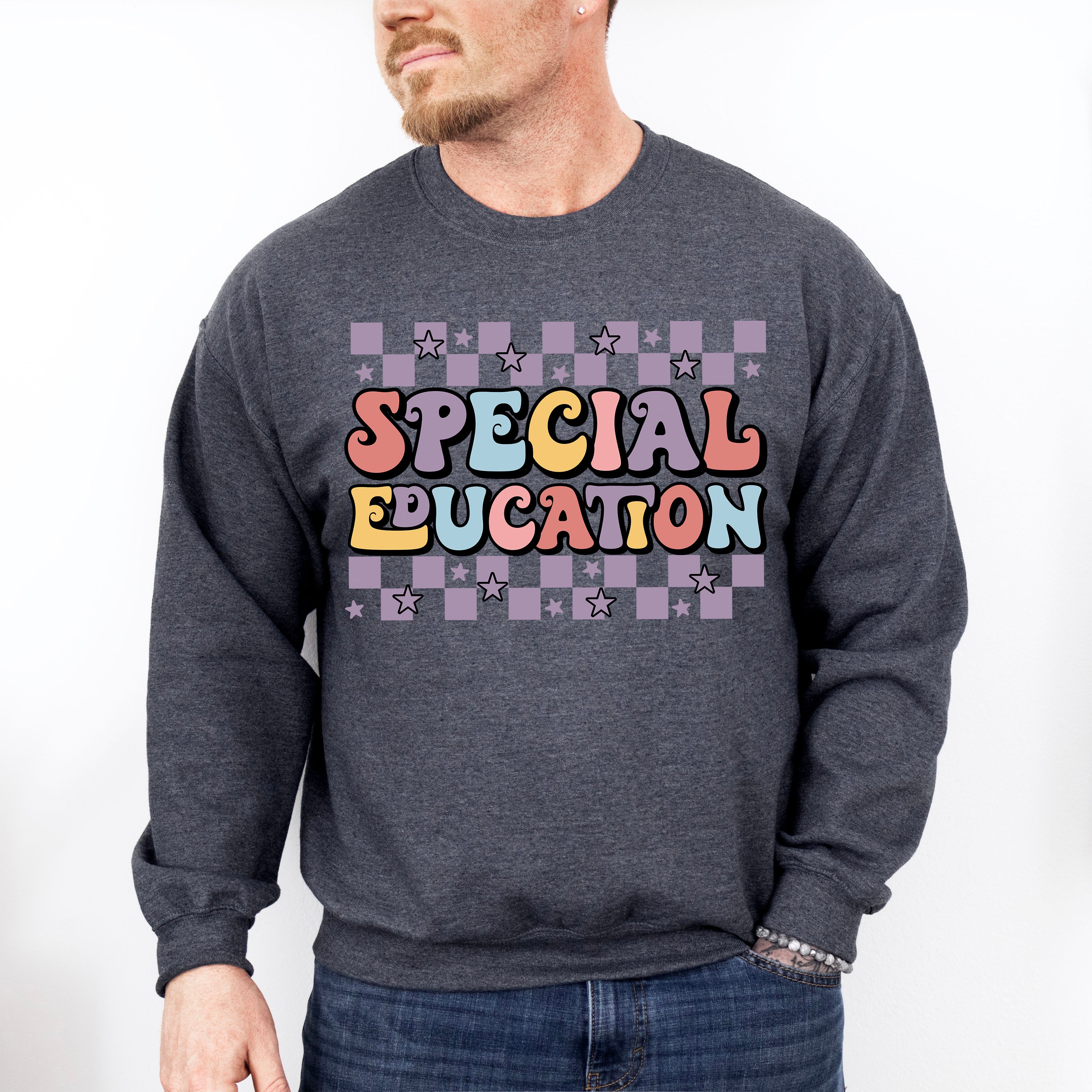 Retro Special Education Star Design - Special Education Unisex Crewneck T-Shirt Sweatshirt Hoodie