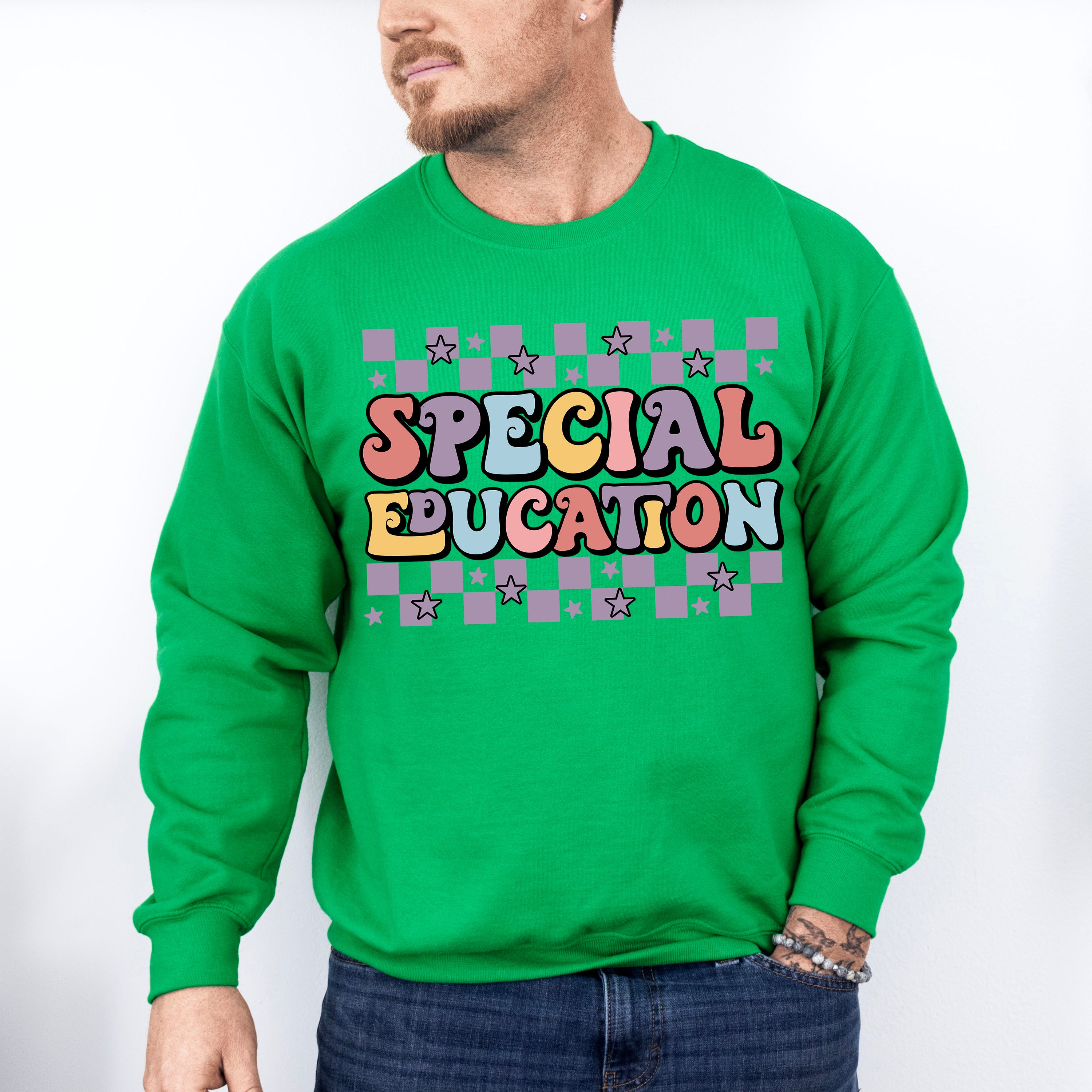 Retro Special Education Star Design - Special Education Unisex Crewneck T-Shirt Sweatshirt Hoodie