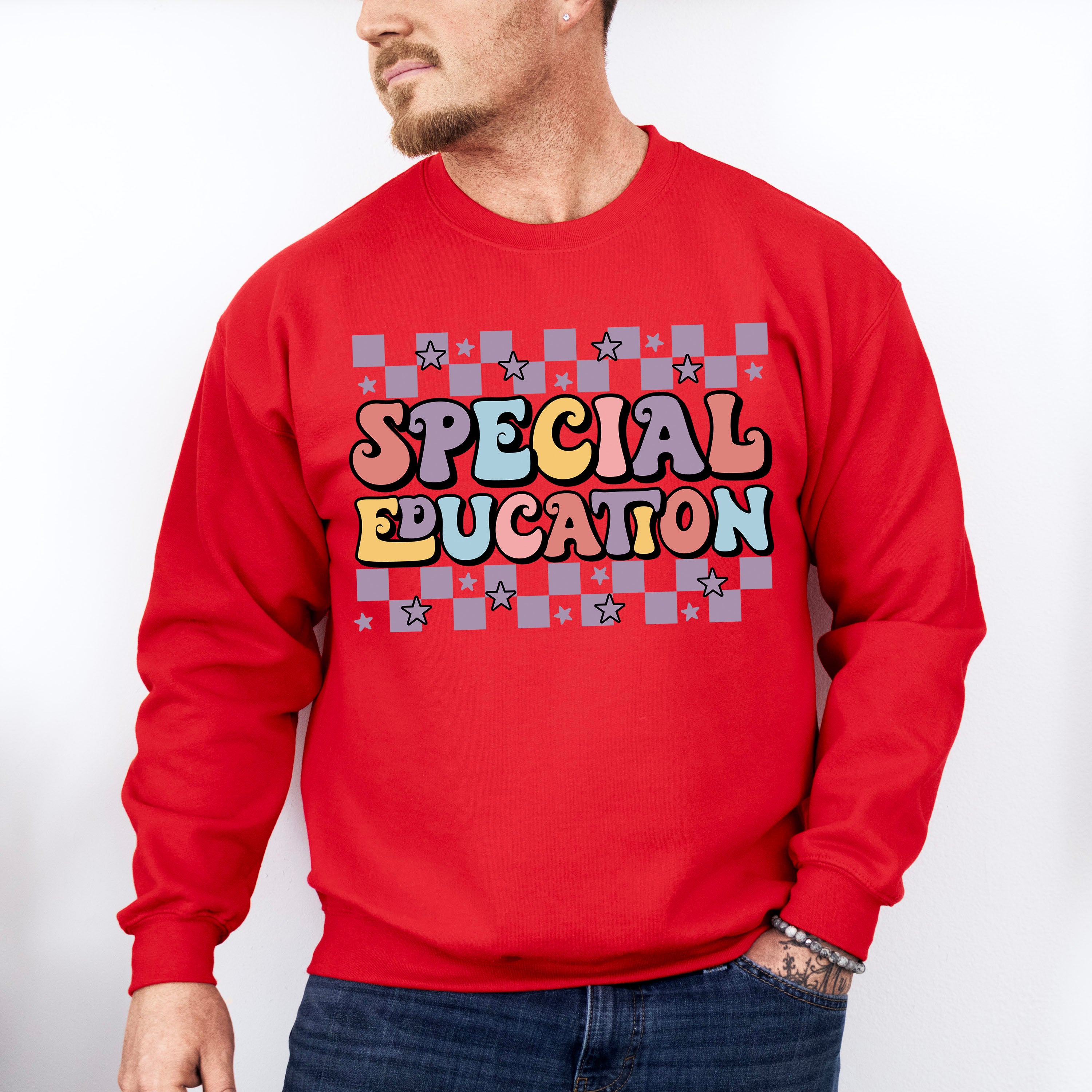 Retro Special Education Star Design - Special Education Unisex Crewneck T-Shirt Sweatshirt Hoodie