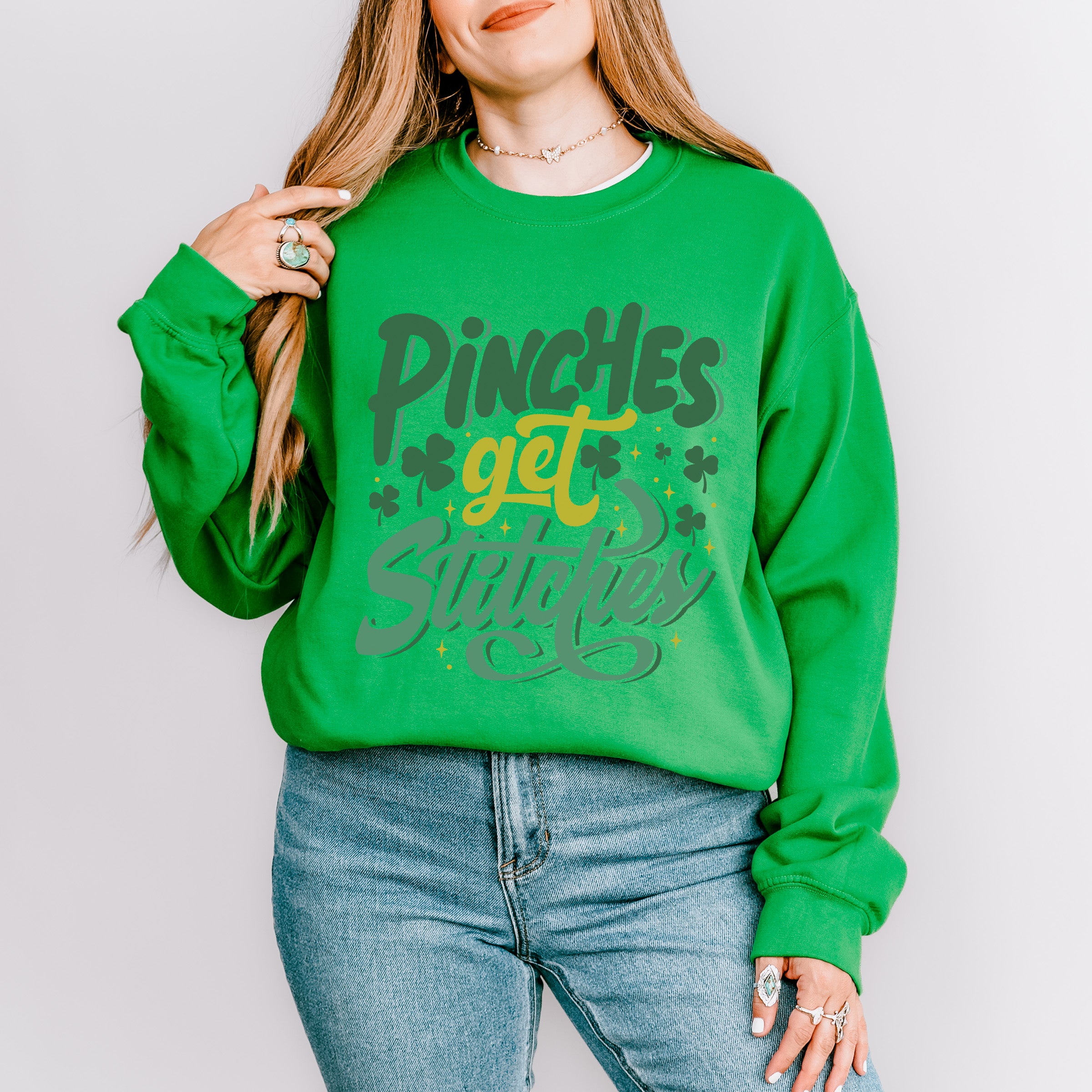 Pinches Get Stitches - St. Patrick's Day Theme Unisex Crewneck T-Shirt Sweatshirt Hoodie