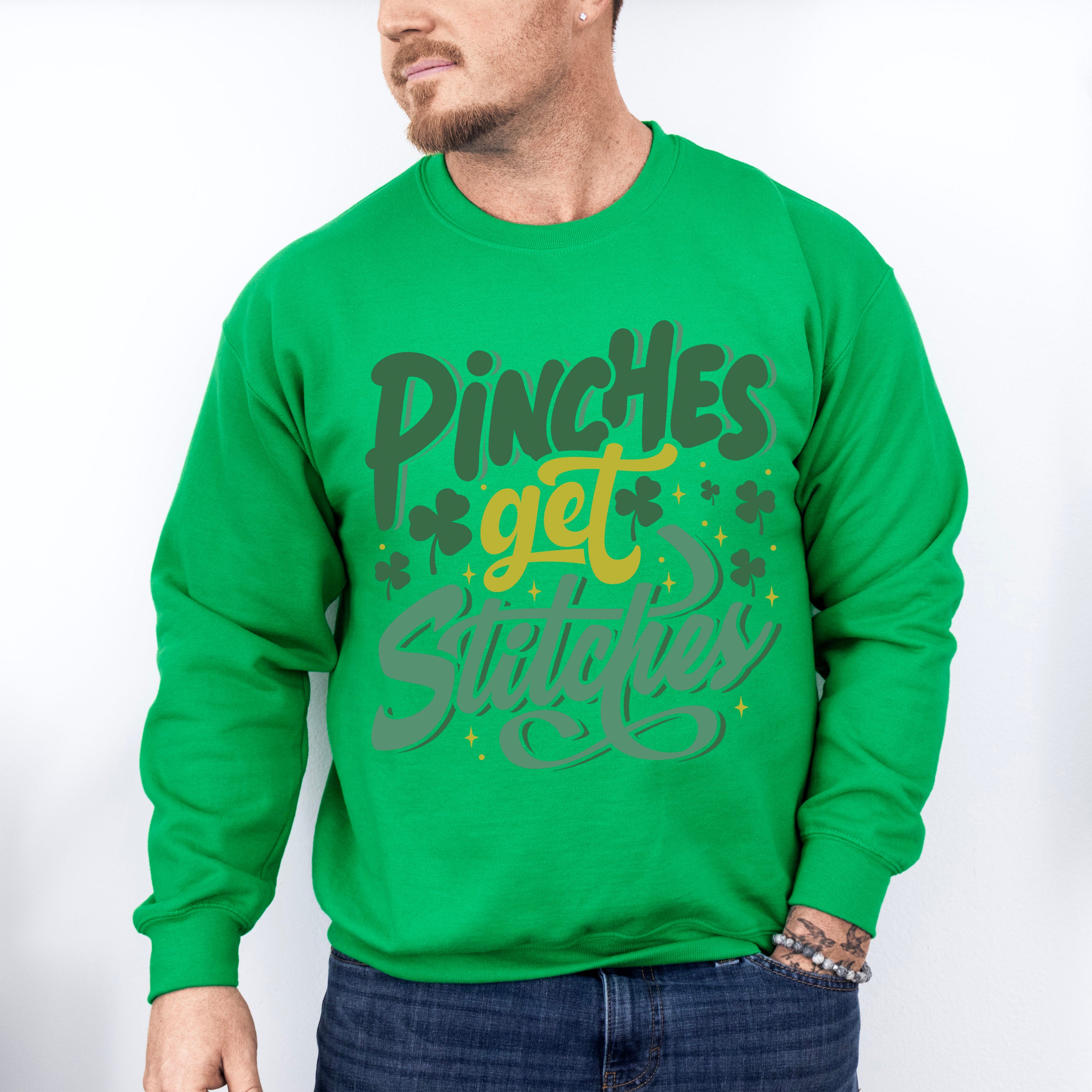 Pinches Get Stitches - St. Patrick's Day Theme Unisex Crewneck T-Shirt Sweatshirt Hoodie