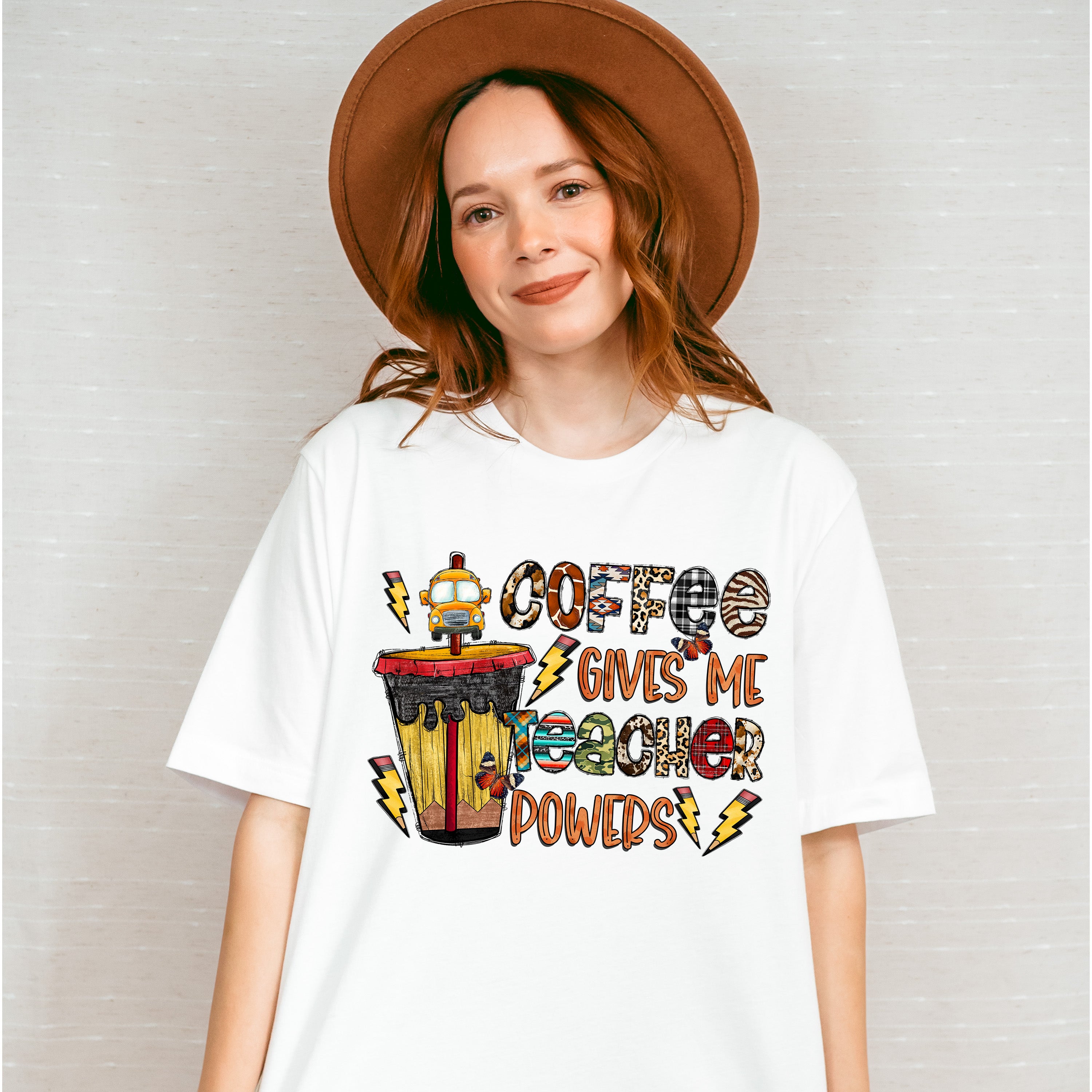 Coffee Gives Me Teacher Powers Design - Teacher Unisex Crewneck T-Shirt Sweatshirt Hoodie