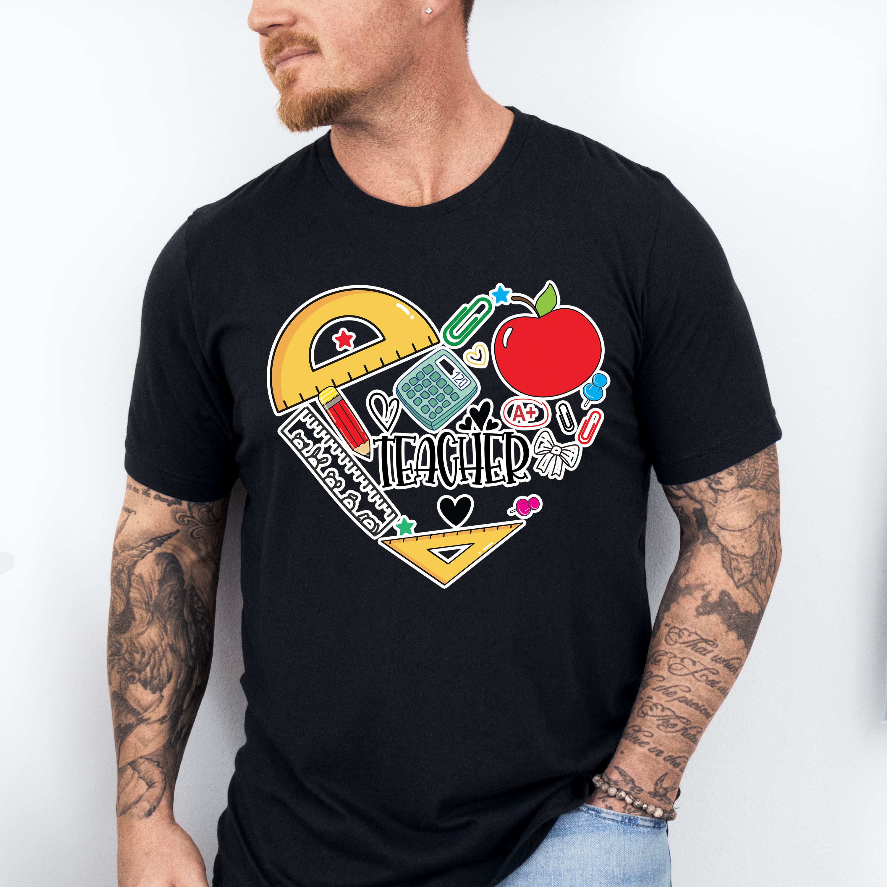 Teacher Heart Design - Teacher Unisex Crewneck T-Shirt Sweatshirt Hoodie