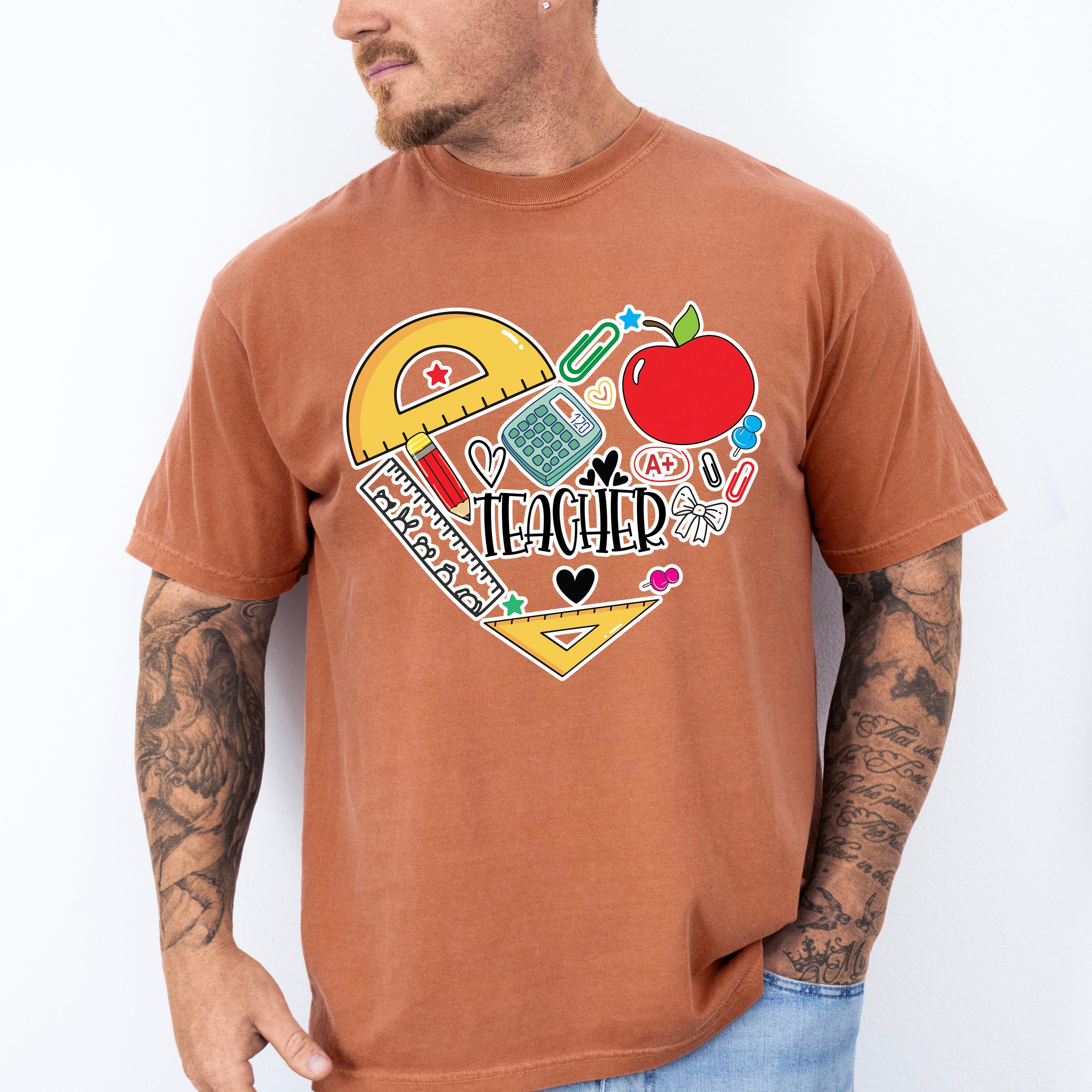 Teacher Heart Design - Teacher Unisex Crewneck T-Shirt Sweatshirt Hoodie