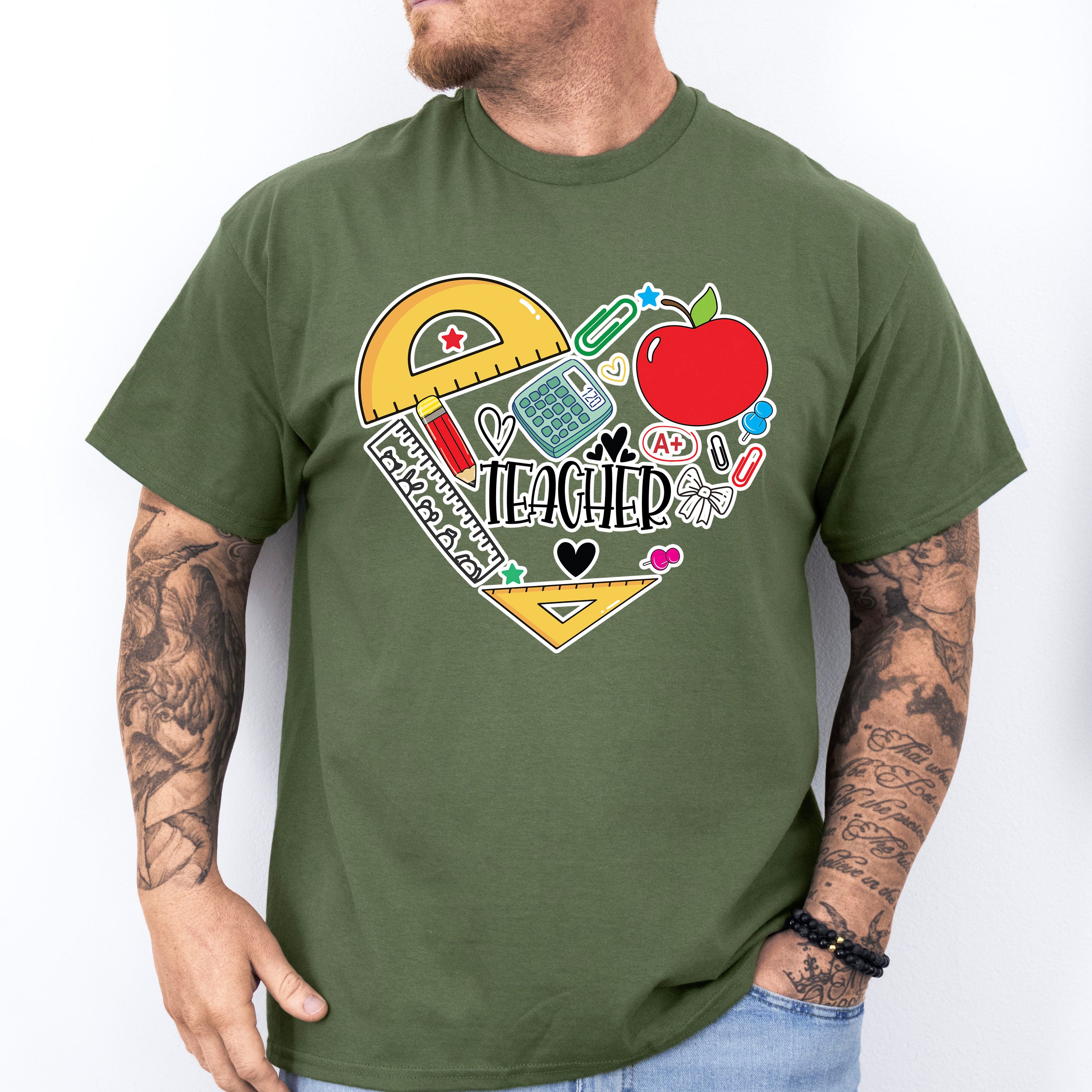Teacher Heart Design - Teacher Unisex Crewneck T-Shirt Sweatshirt Hoodie