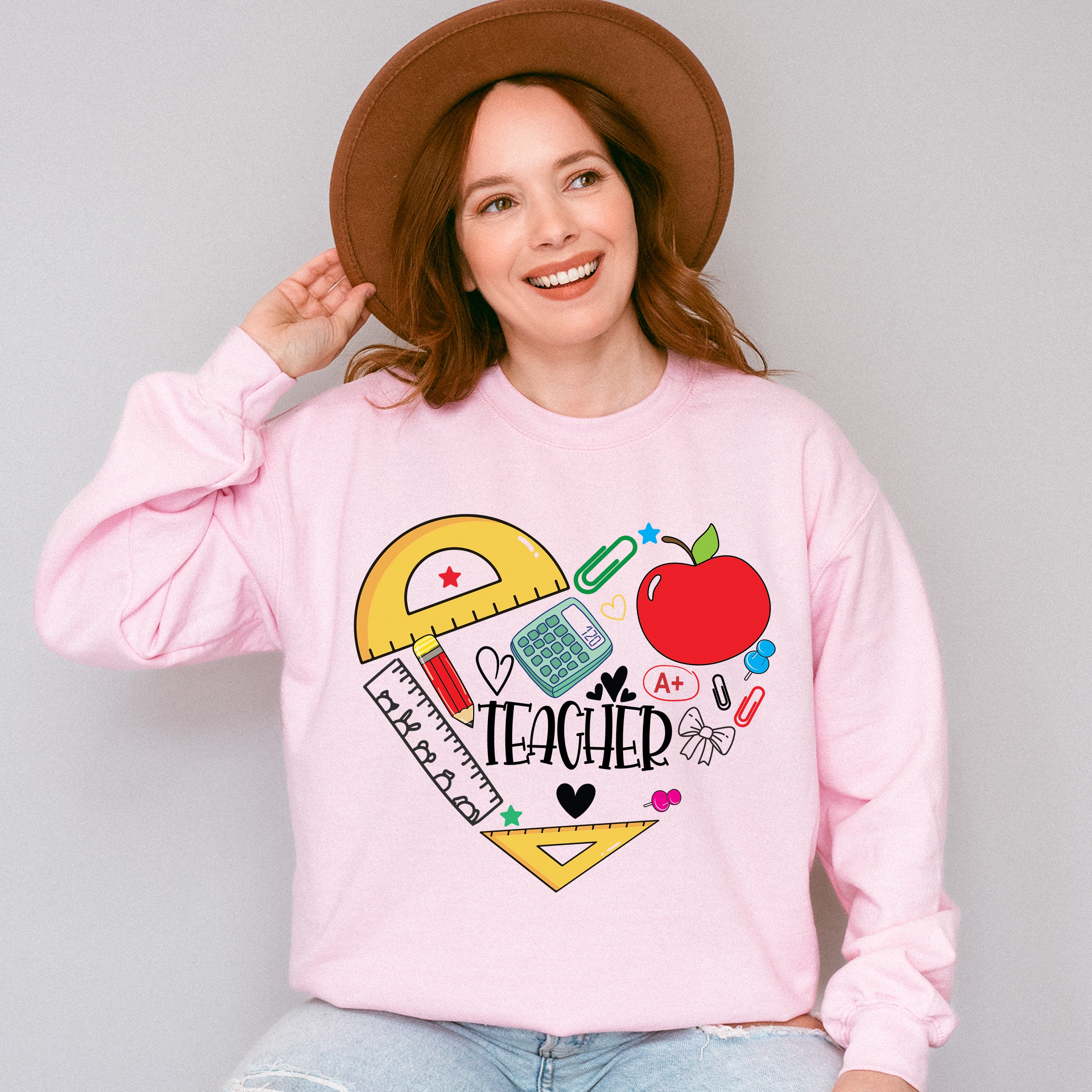 Teacher Heart Design - Teacher Unisex Crewneck T-Shirt Sweatshirt Hoodie
