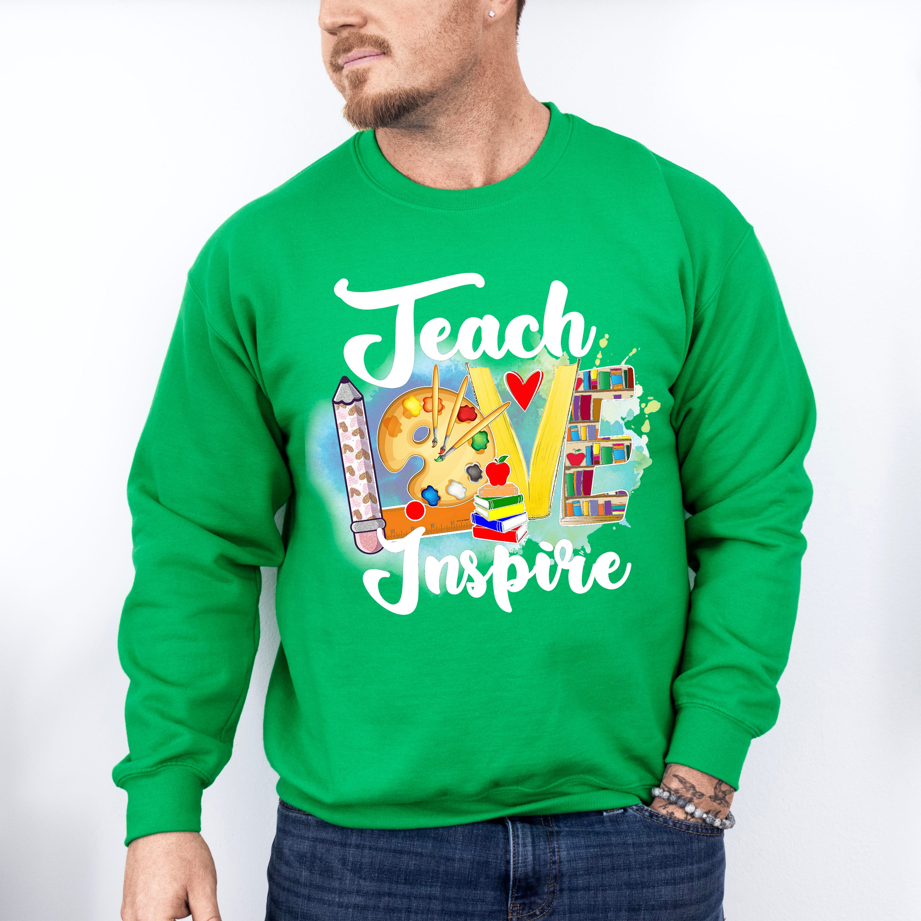 Teach Love Inspire Design - Teacher Unisex Crewneck T-Shirt Sweatshirt Hoodie