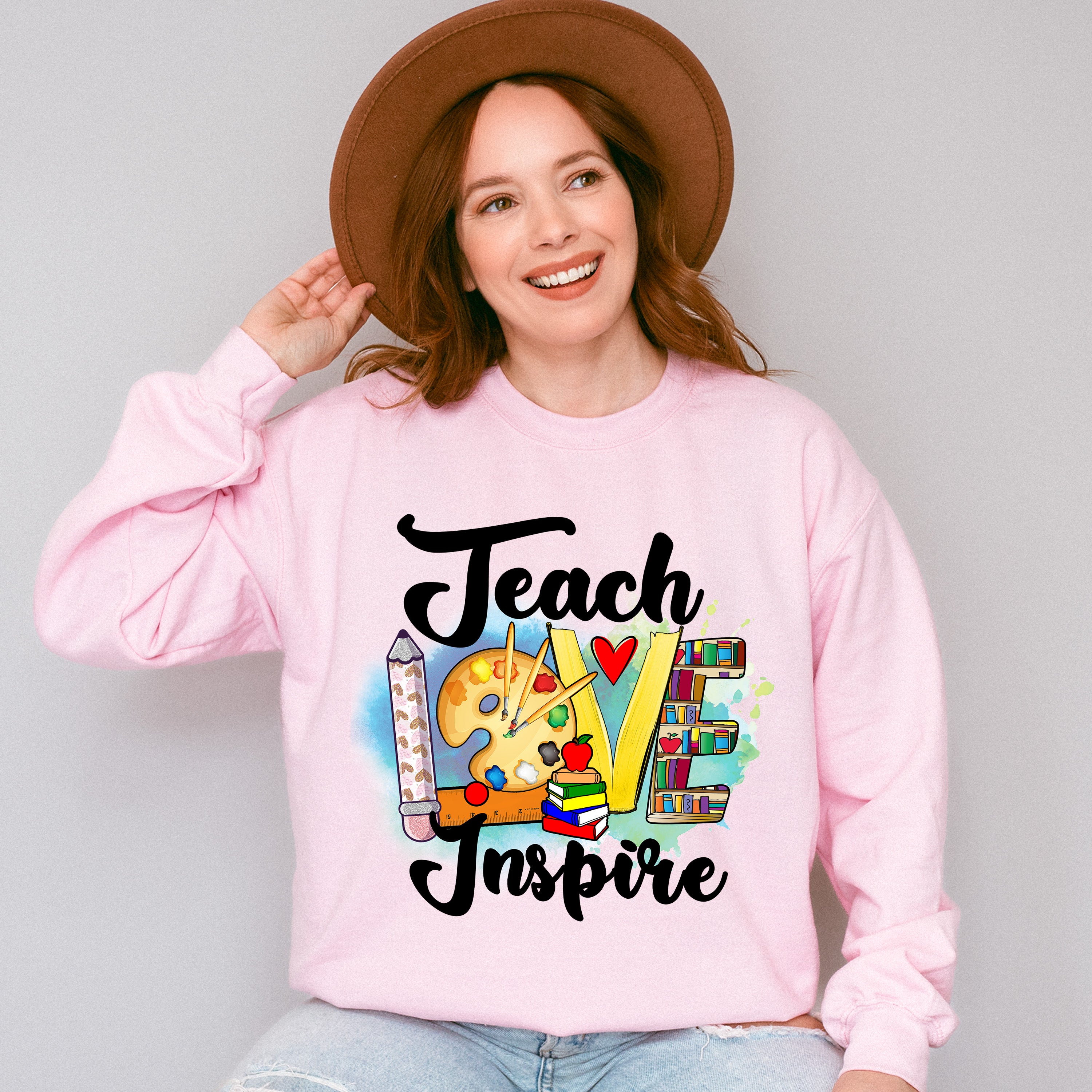 Teach Love Inspire Design - Teacher Unisex Crewneck T-Shirt Sweatshirt Hoodie